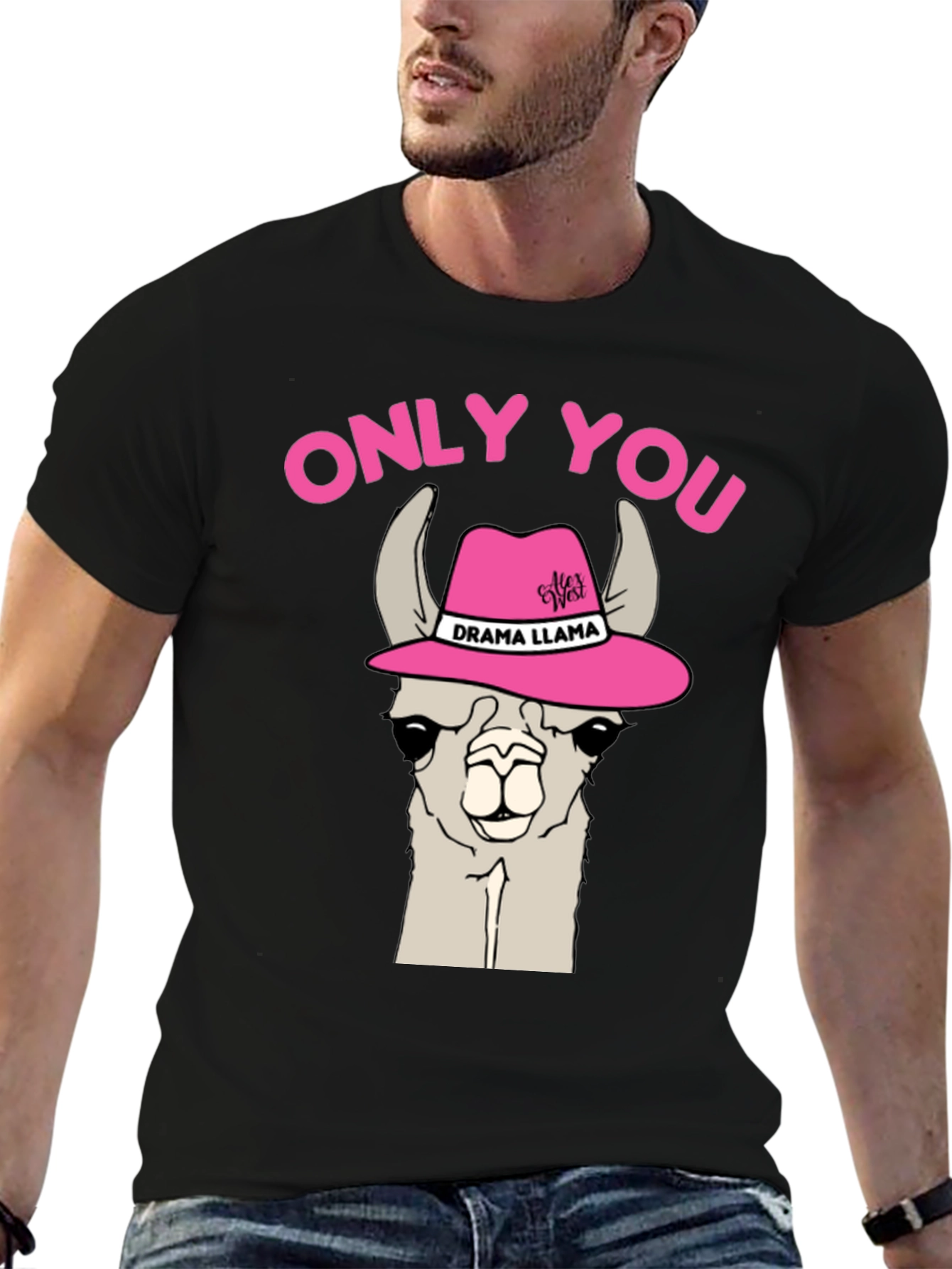 Black Drama Llama Graphic T-Shirt - Only You Novelty Tee view 6