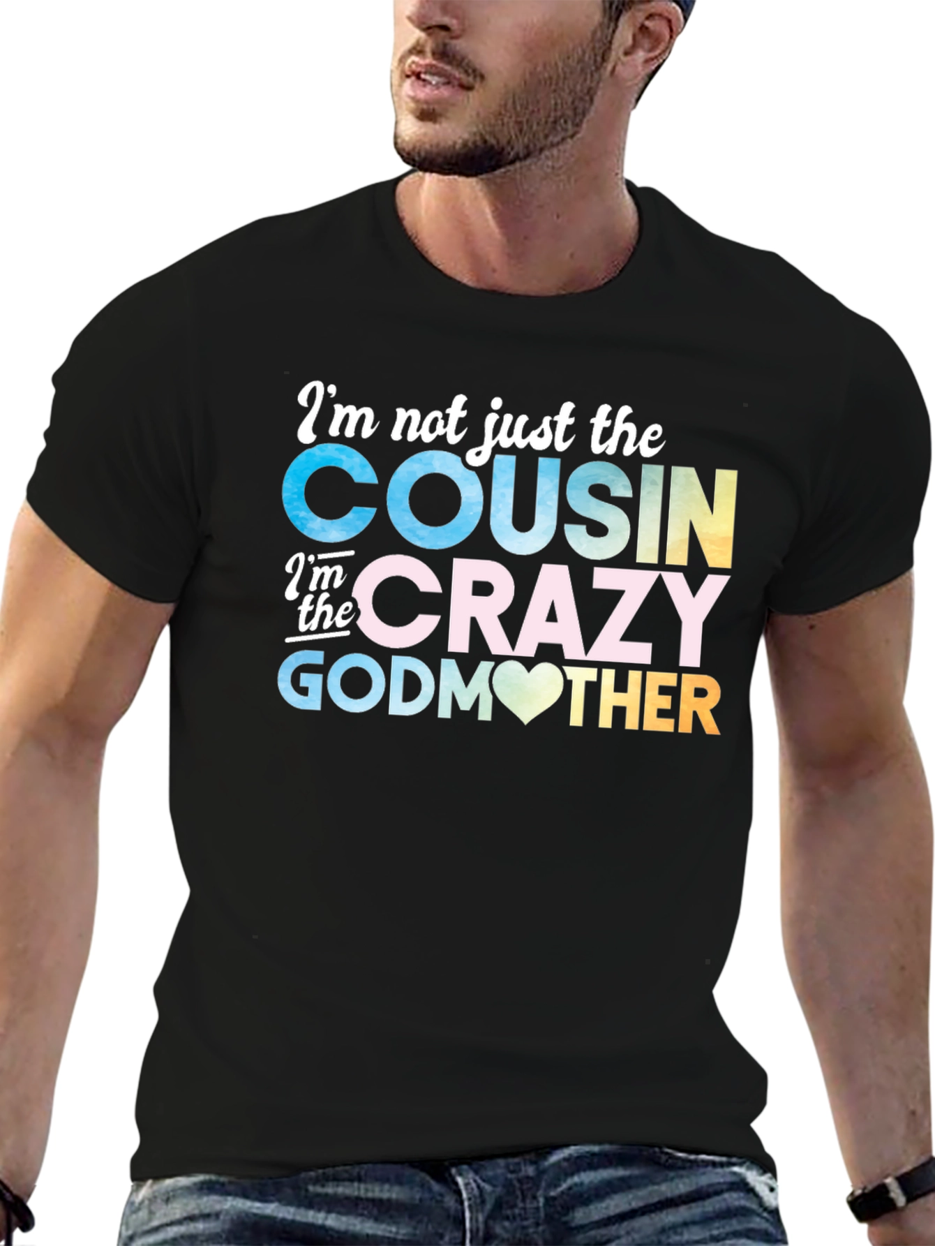 Black Crazy Godmother Cousin T-Shirt view 6