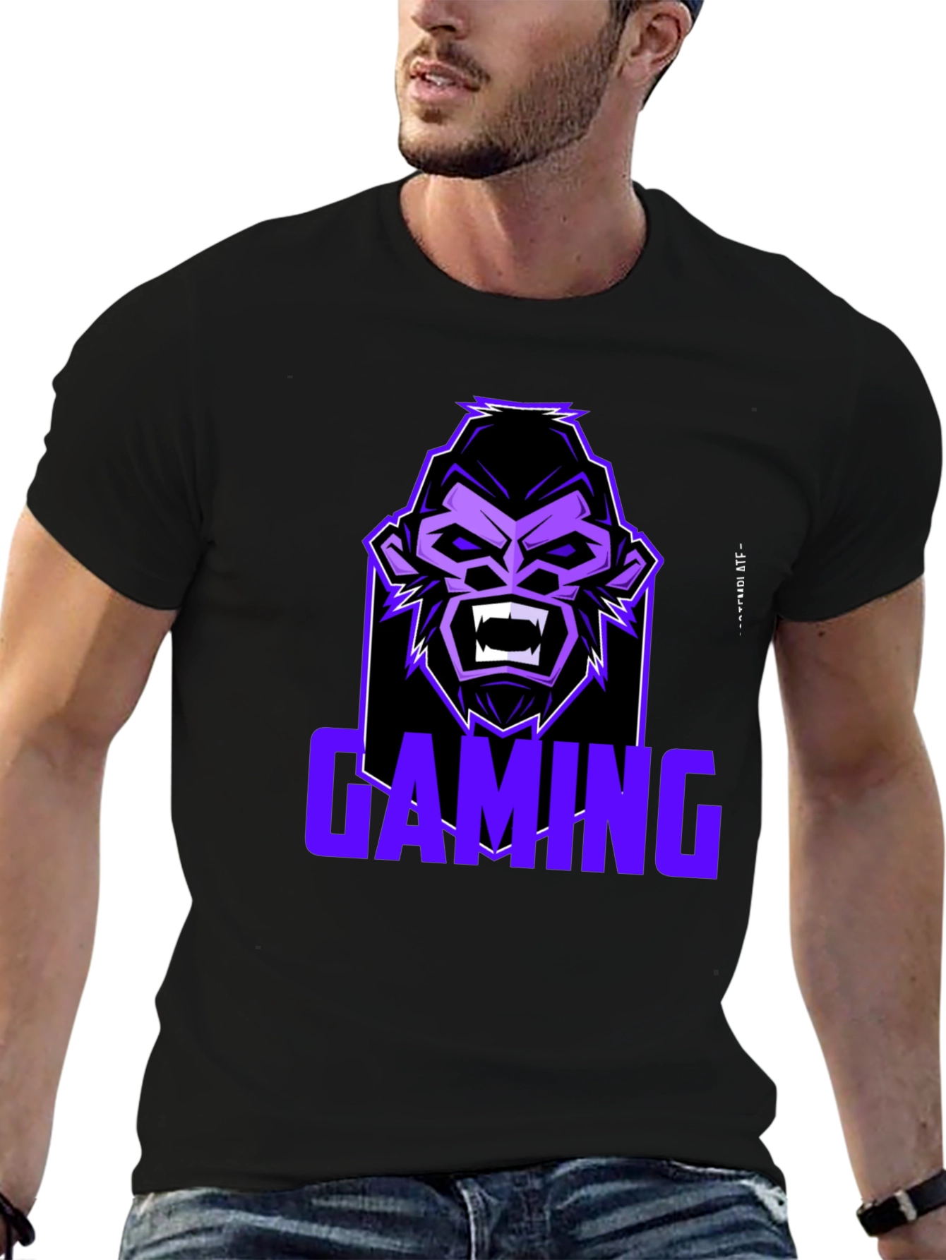 Black Gaming Gorilla Graphic Tee view 6