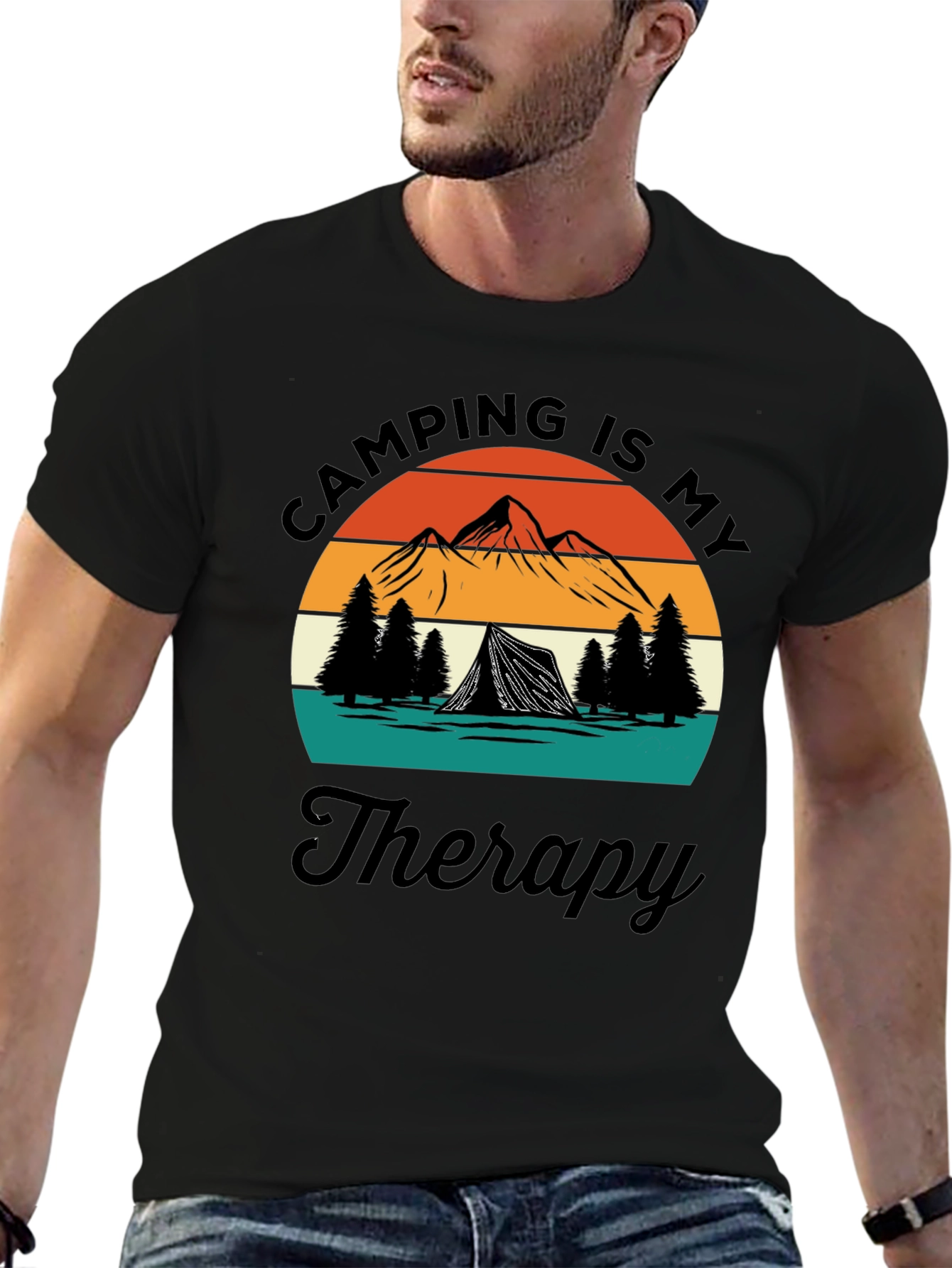 Black Camping Is My Therapy Graphic T-Shirt view 6