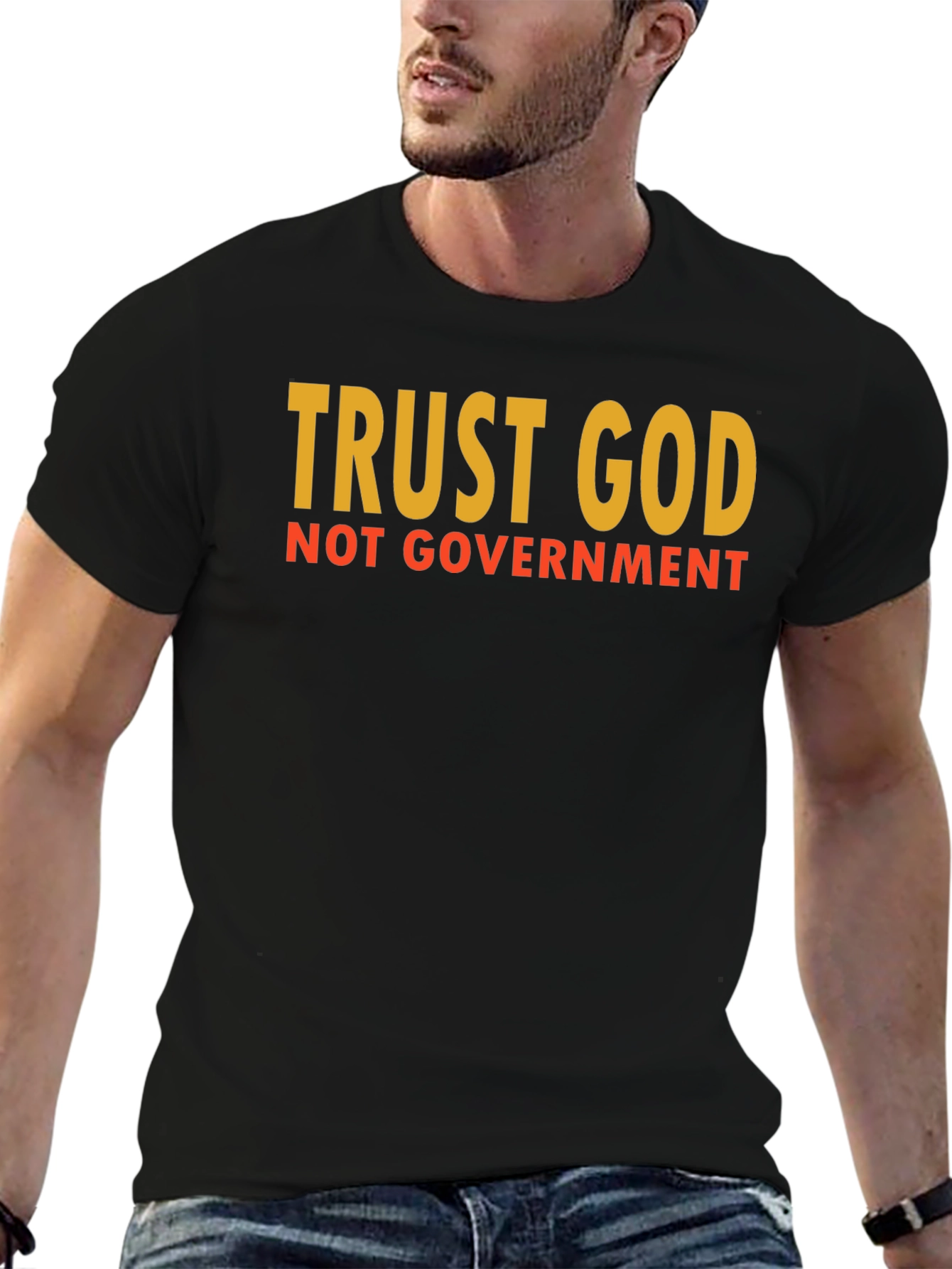 Black Trust God Not Government Graphic Tee view 6