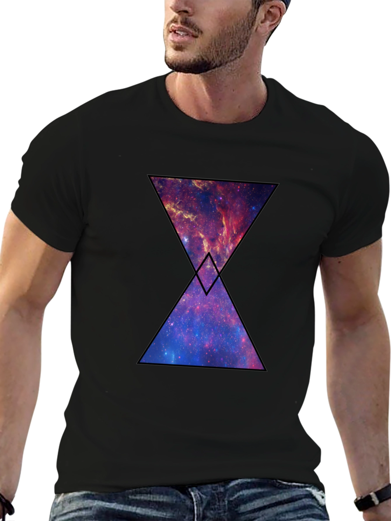 Black Galaxy Hourglass Graphic T-Shirt - Black view 6