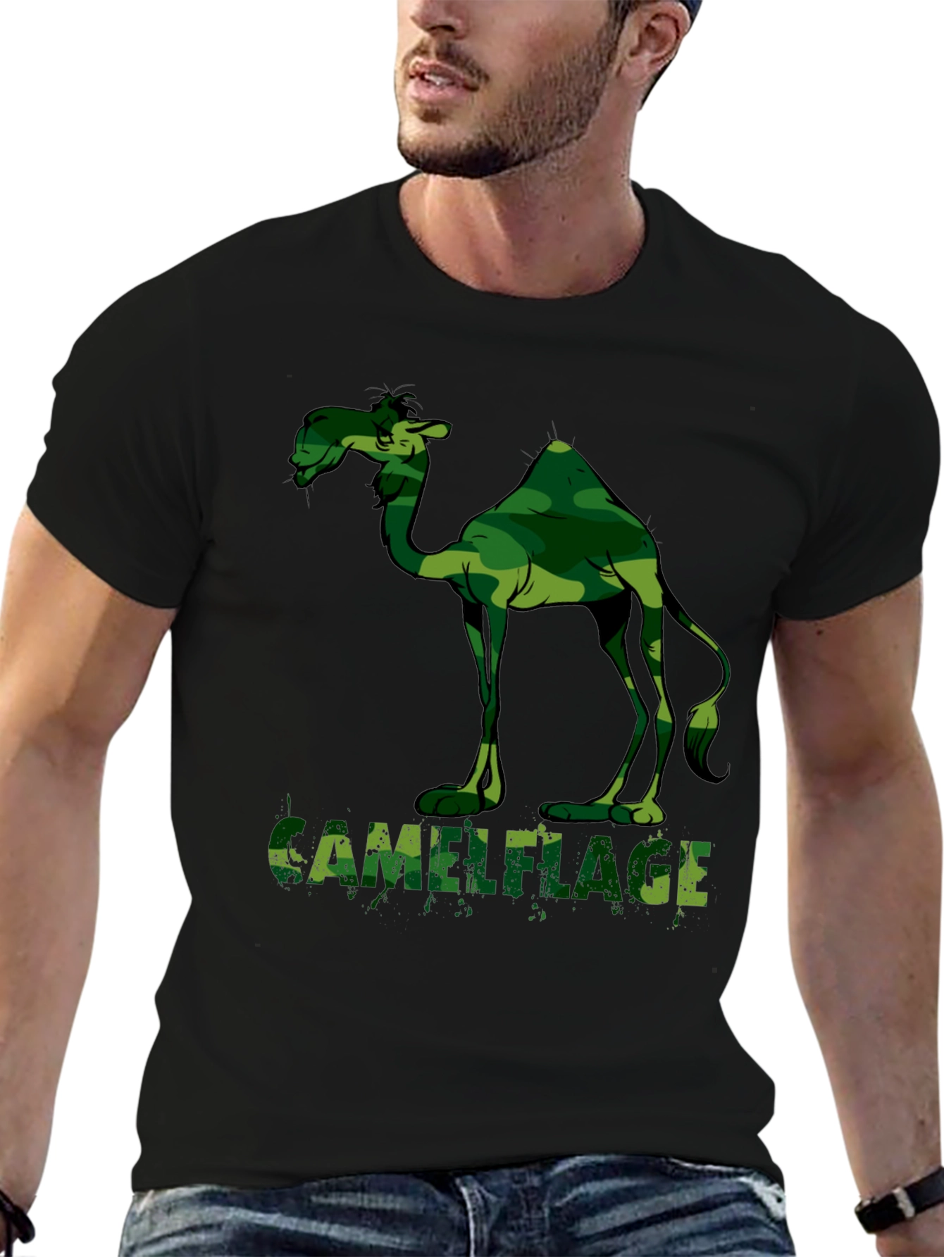 Black Camel Camouflage Graphic T-Shirt - Unique Design view 6