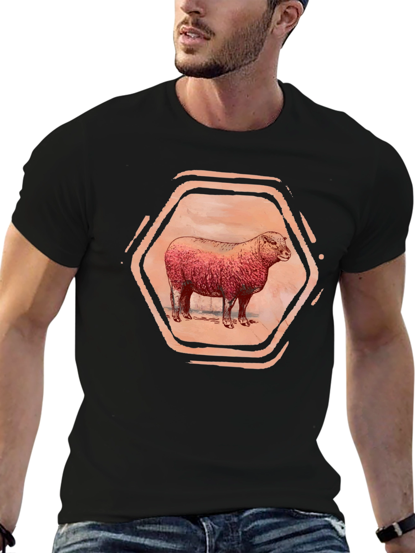 Black Sheep Graphic Tee - Unique Hexagon Design view 6