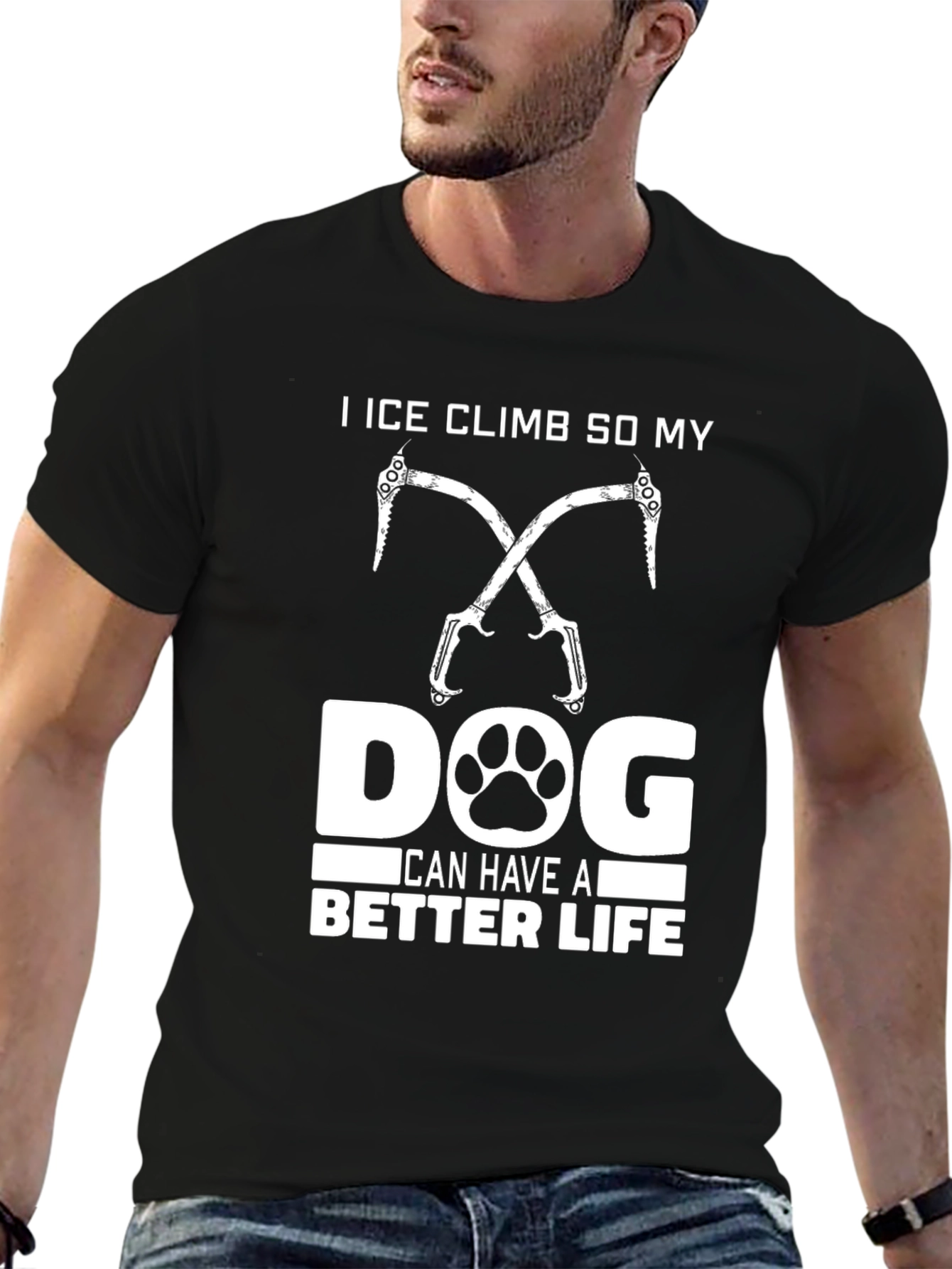 Black Ice Climb Dog Lover T-Shirt view 6
