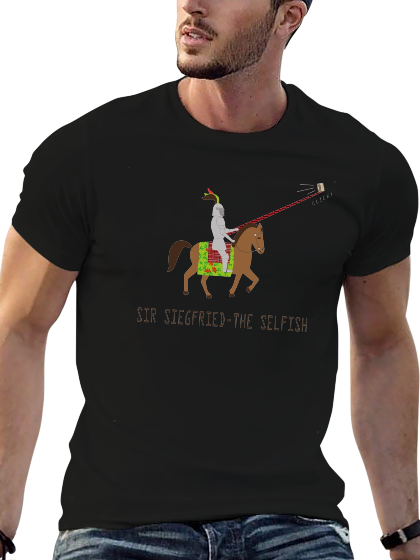 Black Sir Siegfried Selfie T-Shirt view 6