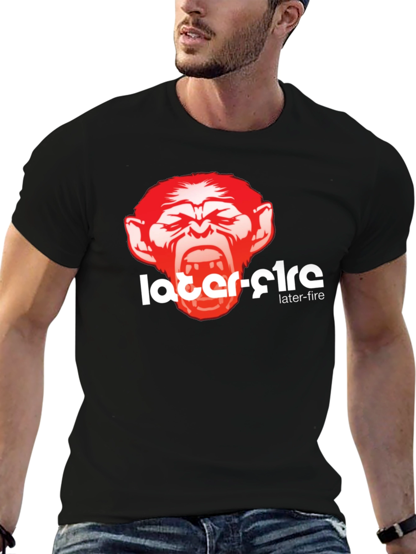 Black Later-Fire Graphic Tee - Bold Monkey Design view 6