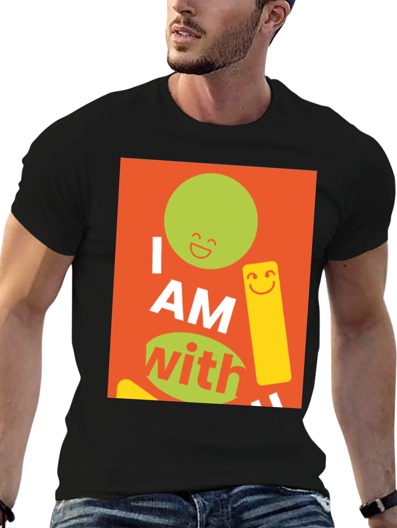 Black I AM With Smiley Graphic Tee view 6