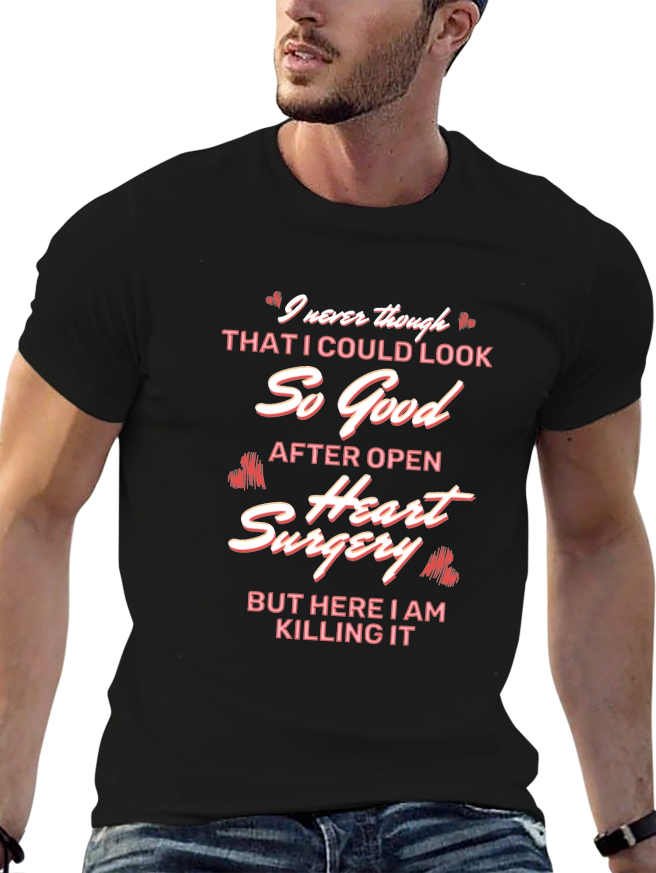 Black Open Heart Surgery Recovery T-Shirt view 6