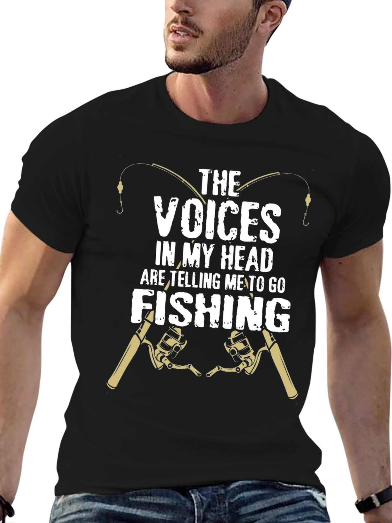Black Fishing T-Shirt: Voices in My Head view 6