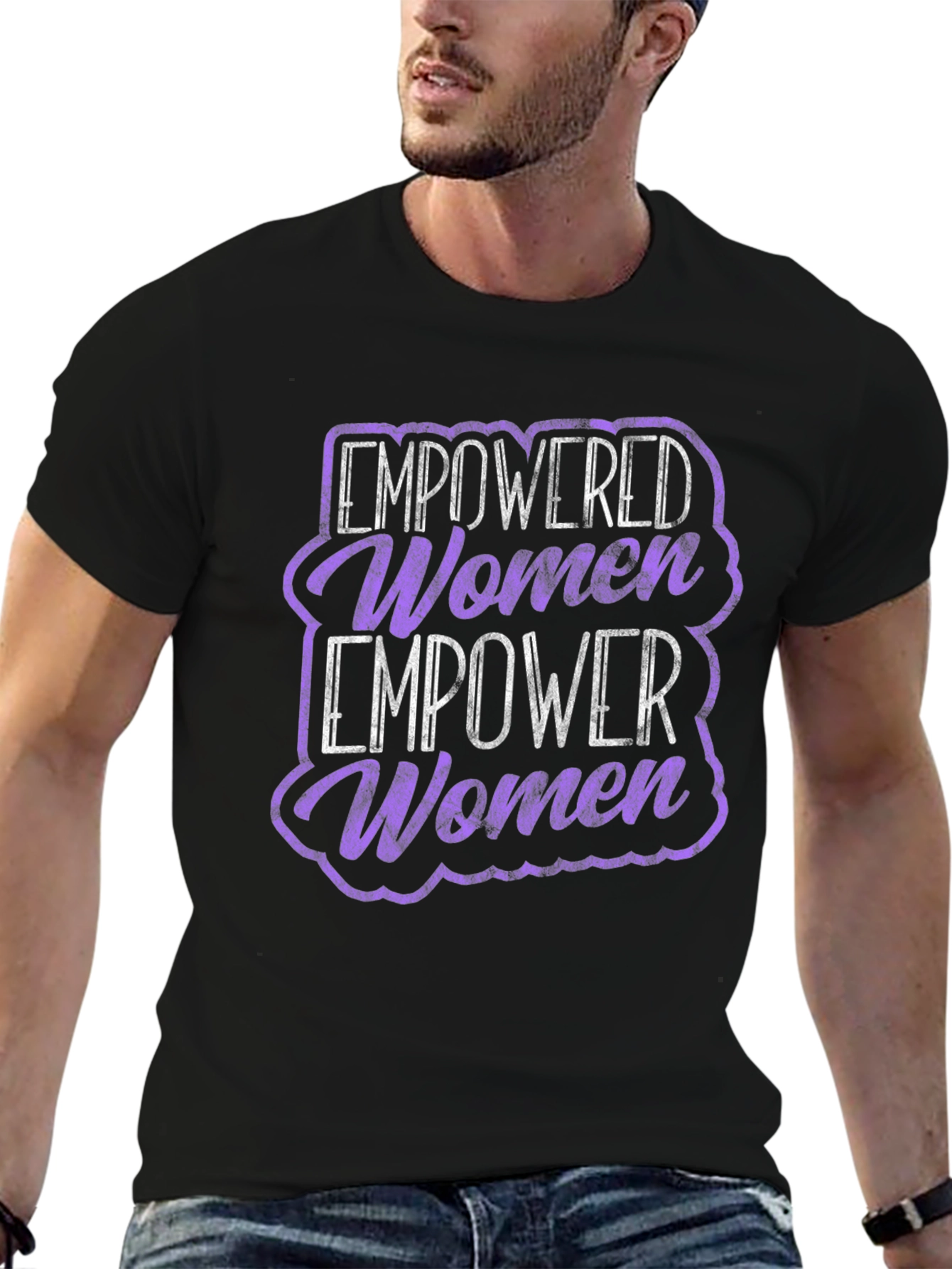 Black Empowered Women T-Shirt - Black Cotton Blend view 6