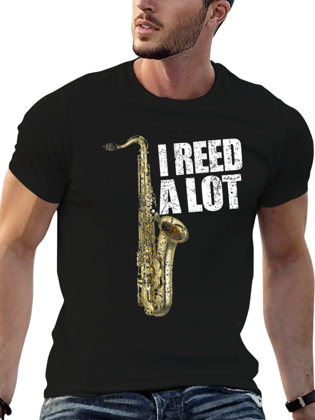 Black I Reed A Lot Saxophone Musician T-Shirt view 6