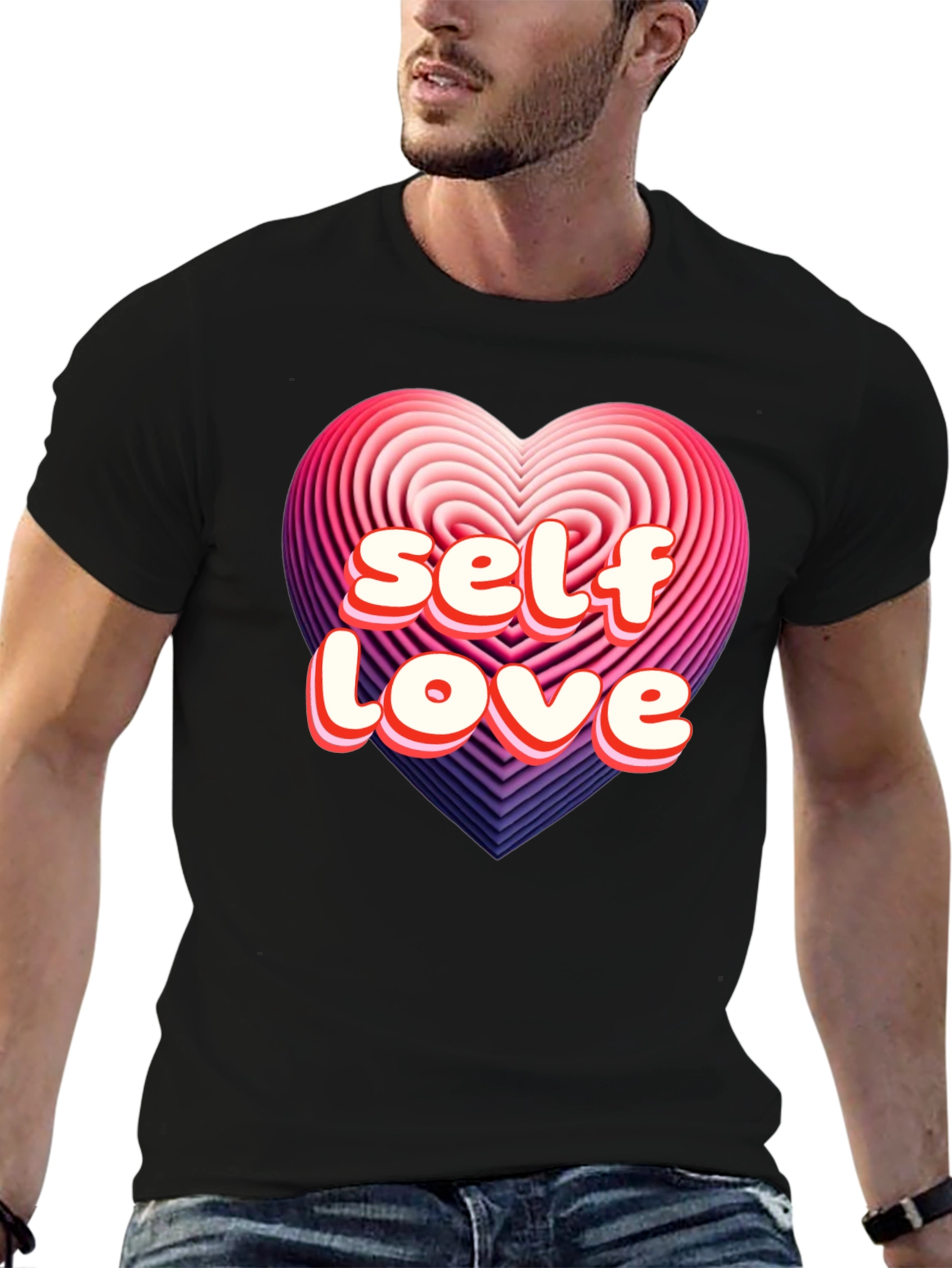 Black Self Love Heart Graphic Tee - Stylish Comfort view 6