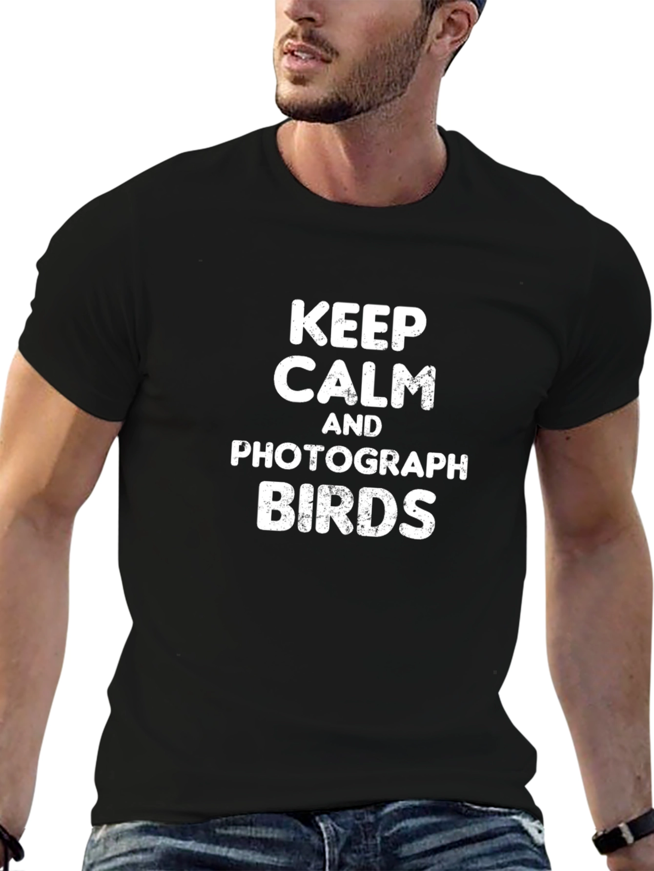 Black Keep Calm and Photograph Birds Black T-Shirt view 6