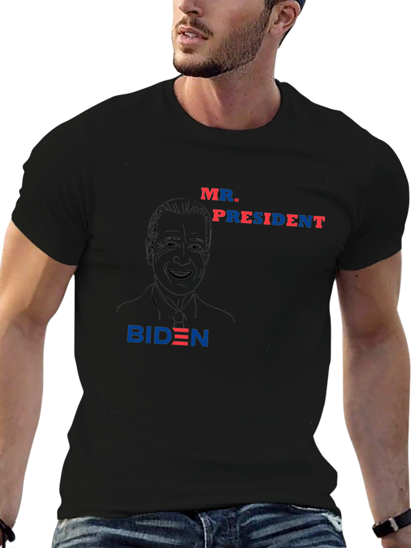 Black Mr. President Biden Graphic Tee - Black Crewneck T-Shirt view 6
