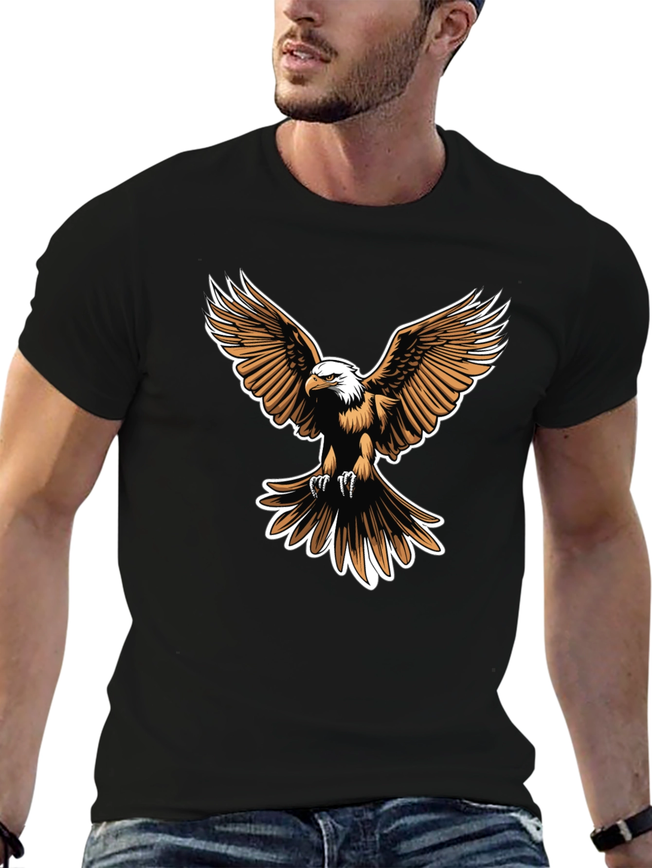 Black Bald Eagle Graphic Tee - Men's Black T-Shirt view 6