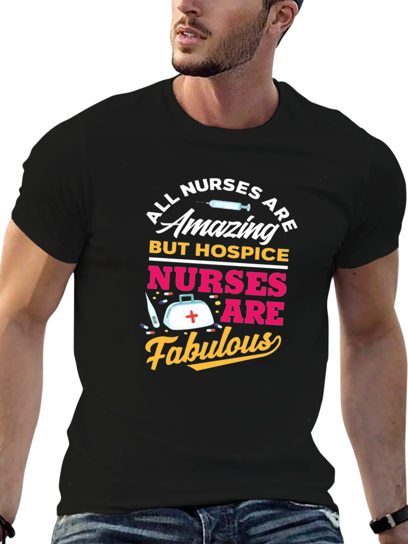 Black Hospice Nurse T-Shirt - All Nurses Are Amazing view 6