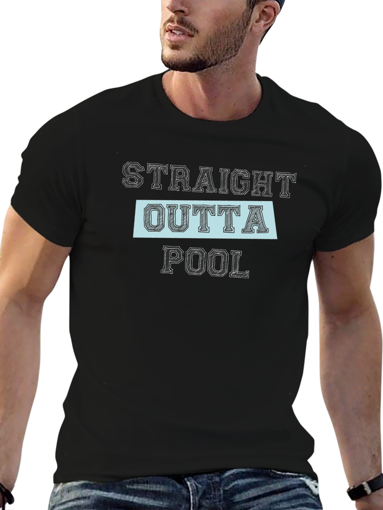 Black Straight Outta Pool Black Graphic Tee view 6
