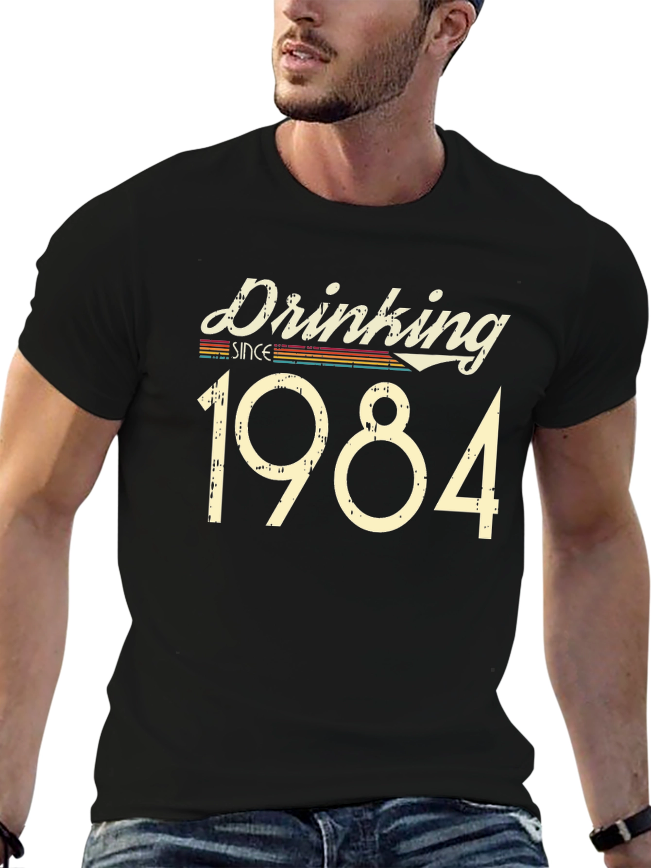 Black Drinking Since 1984 Black Graphic T-Shirt view 6