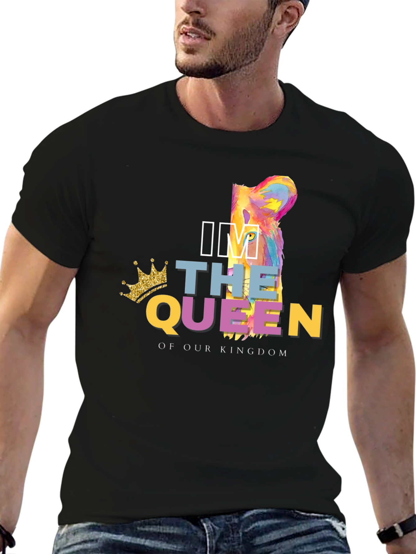 Black I'm The Queen of Our Kingdom Lion T-Shirt view 6