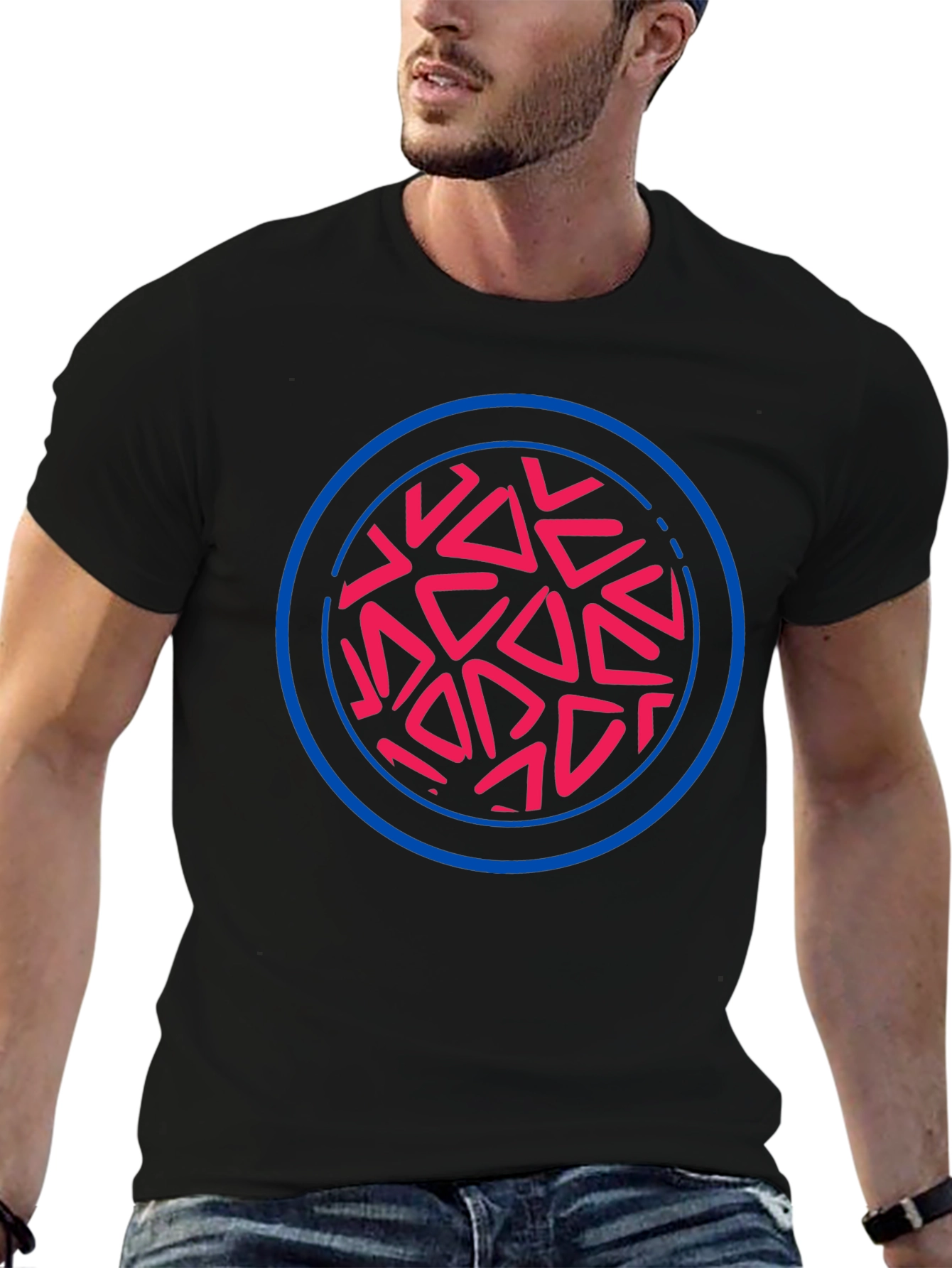 Abstract Circle Graphic Tee - Black - 6