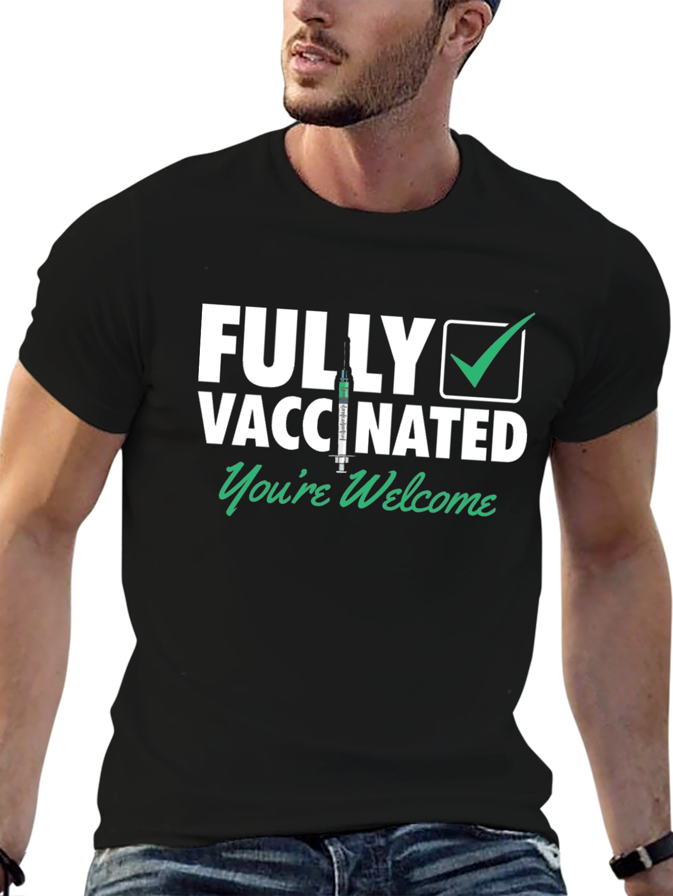 Black Fully Vaccinated T-Shirt - You're Welcome view 6