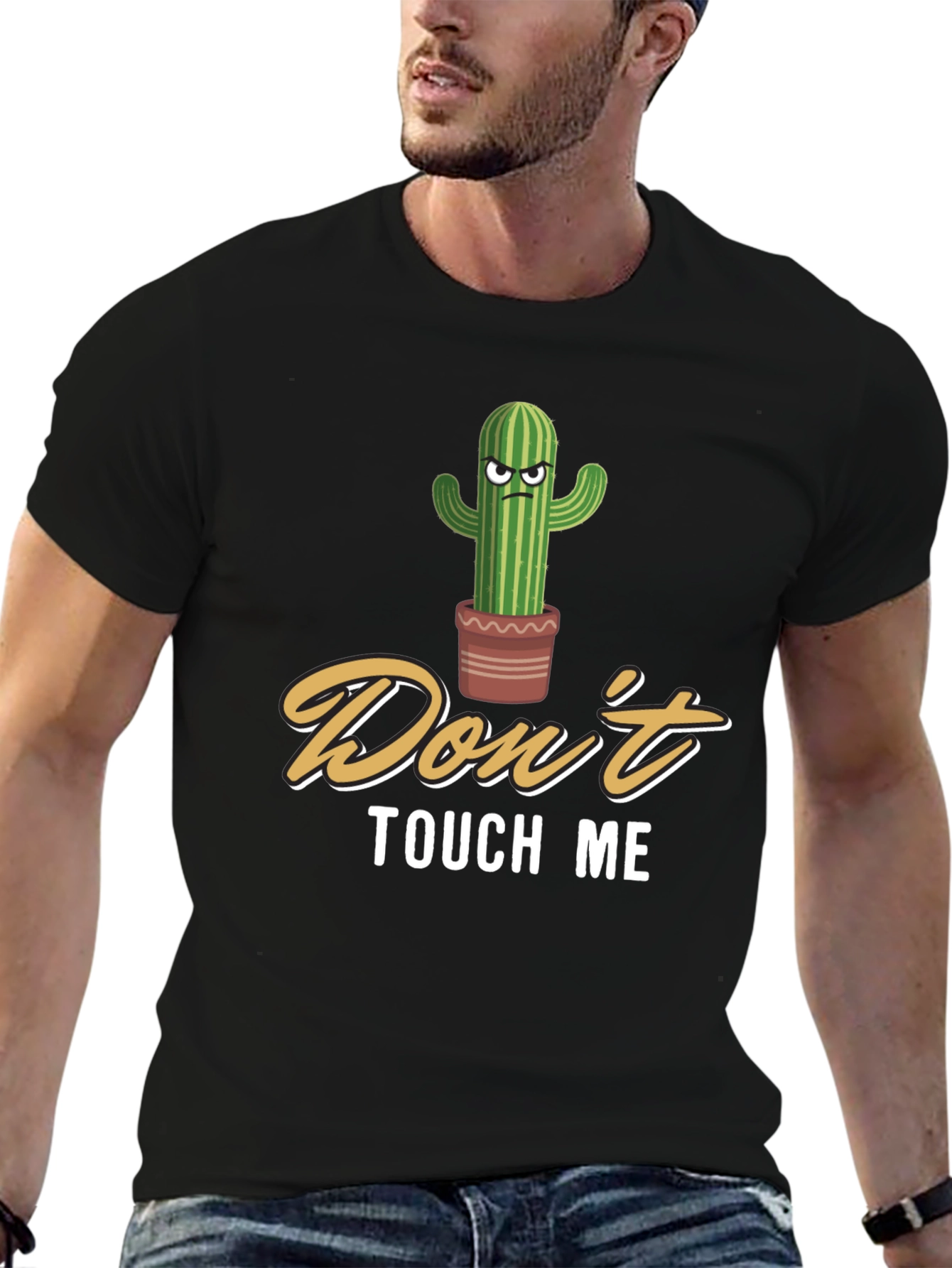 Black Don't Touch Me Cactus Graphic T-Shirt view 6