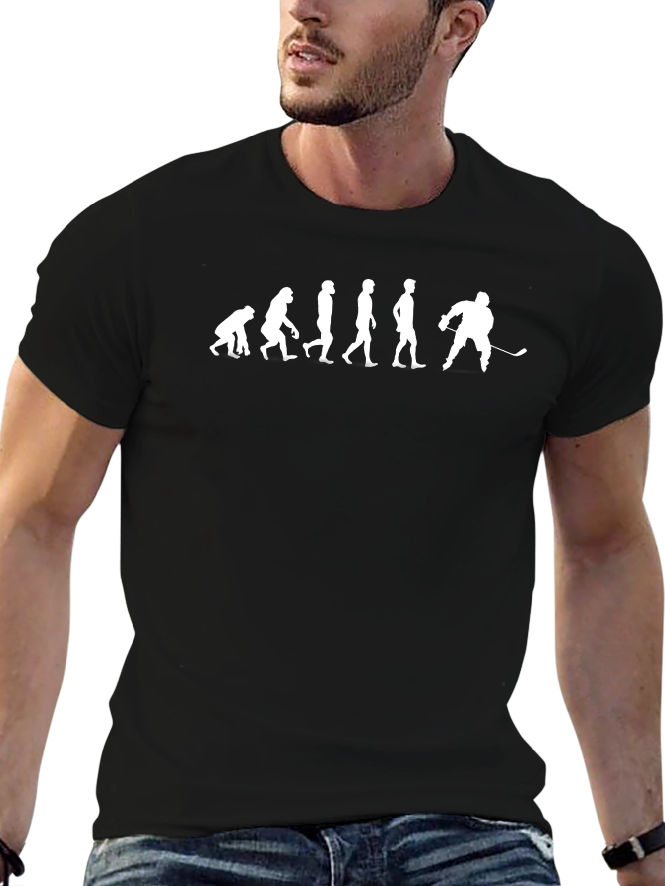 Black Evolution of Hockey Black T-Shirt view 6
