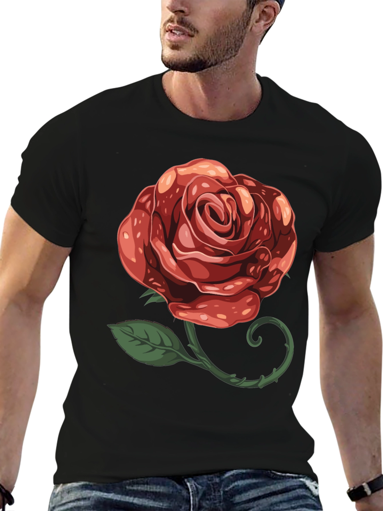 Rose Graphic T-Shirt - Stylish Floral Design - 6