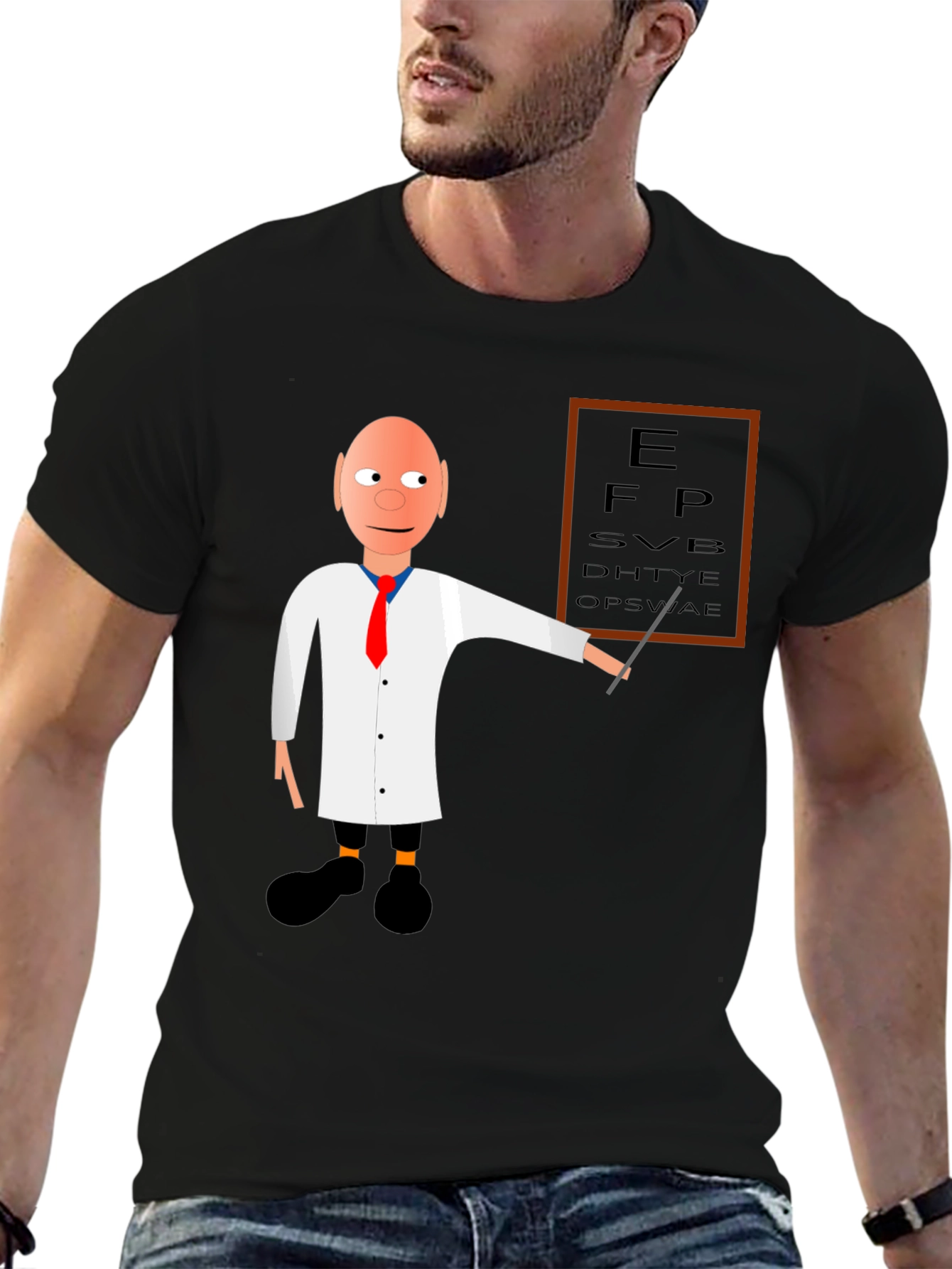 Black Funny Optometrist Eye Chart T-Shirt view 6