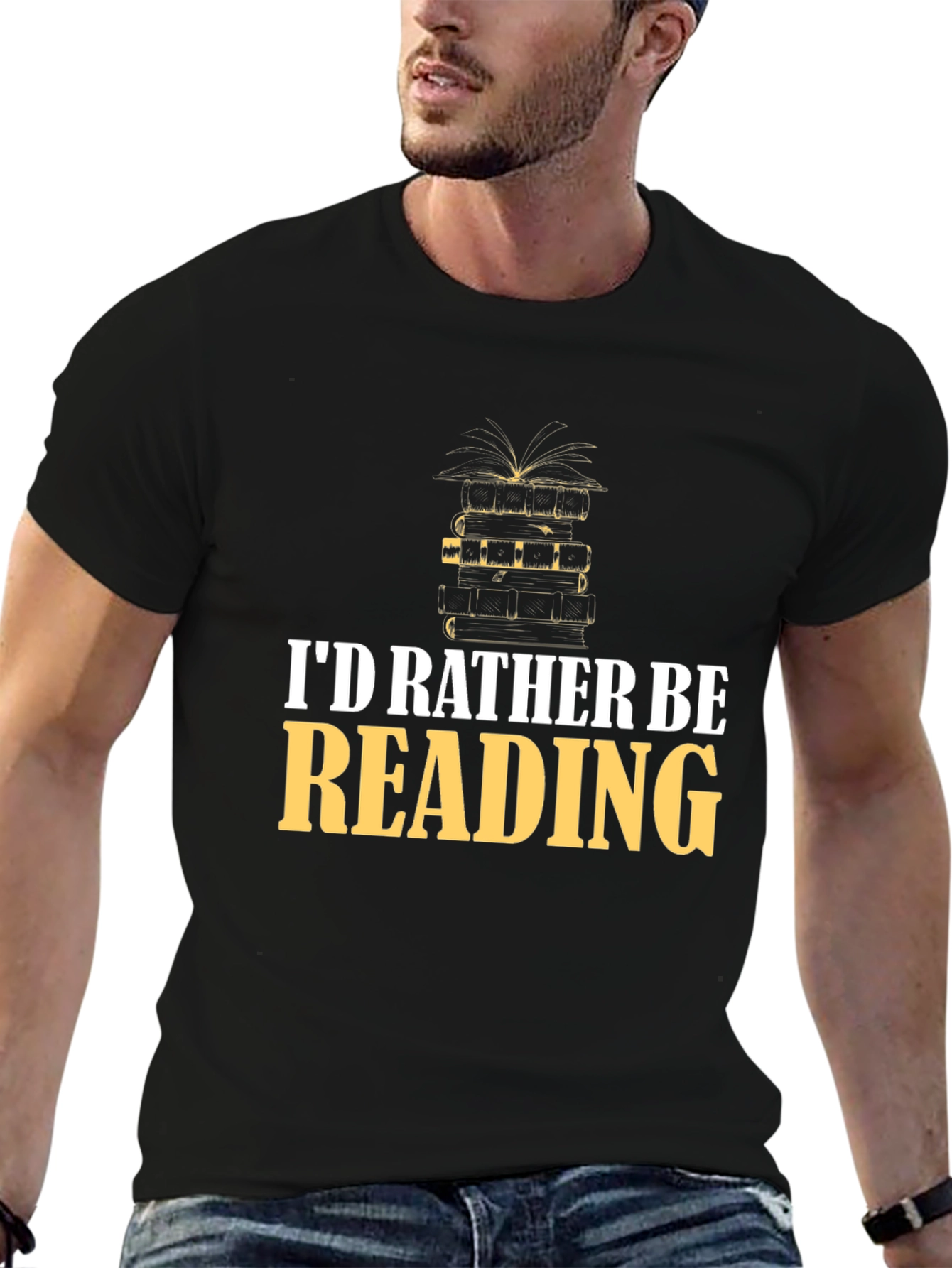 Black I'd Rather Be Reading T-Shirt view 6