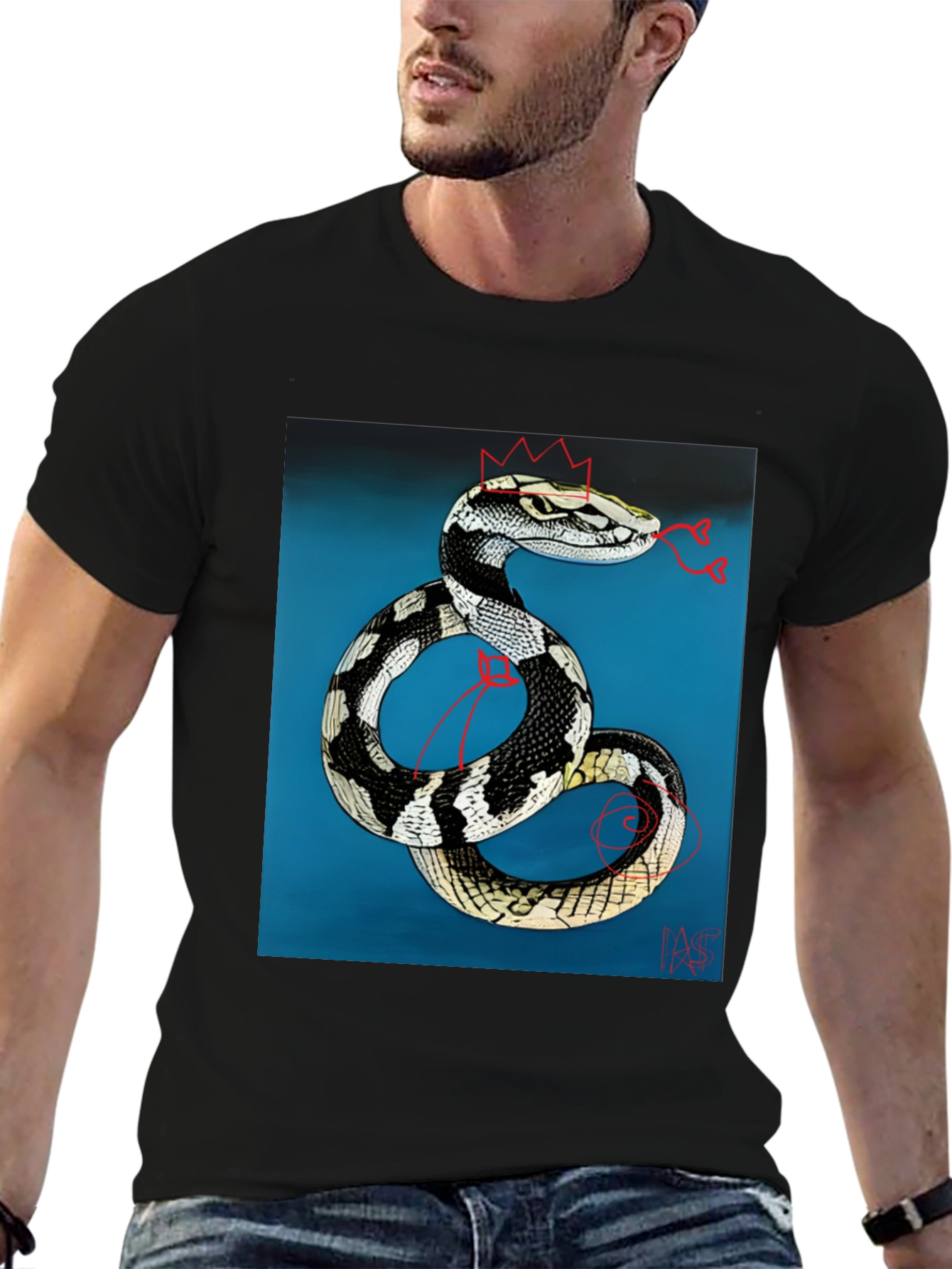 Black Snake King T-Shirt - Black Graphic Tee view 6