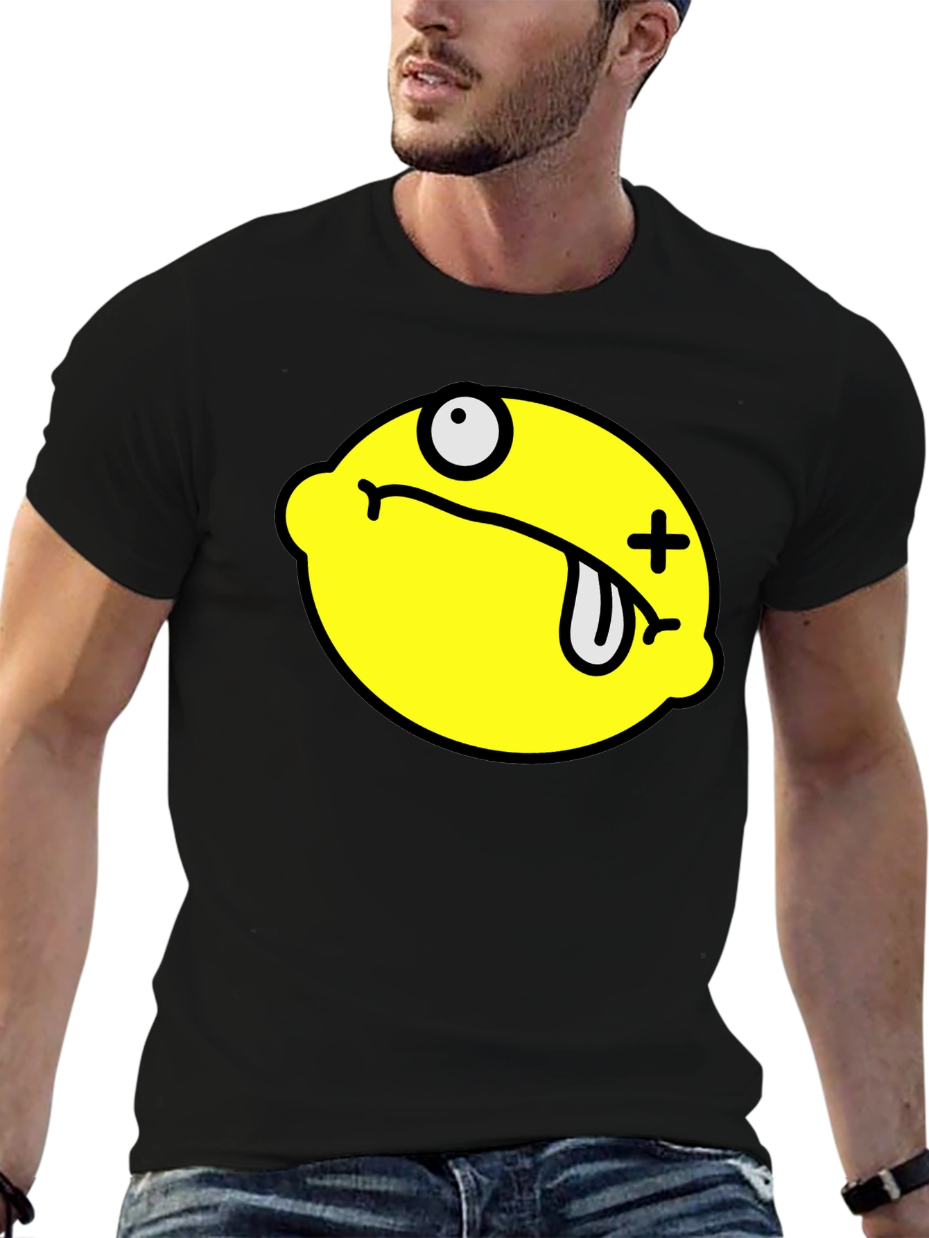 Black Funny Dead Lemon Graphic T-Shirt - Black view 6