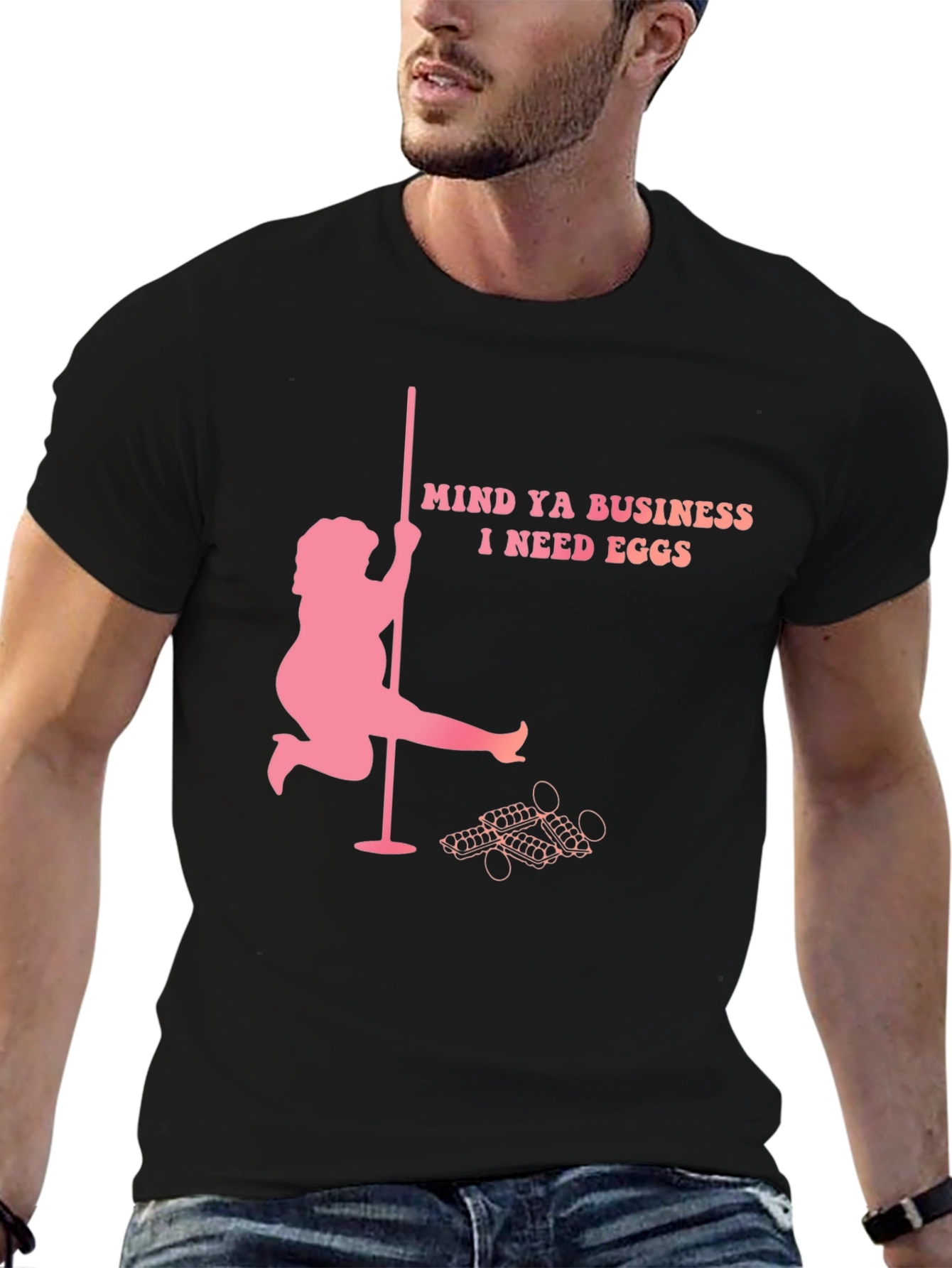 Black Mind Ya Business I Need Eggs Graphic T-Shirt view 6