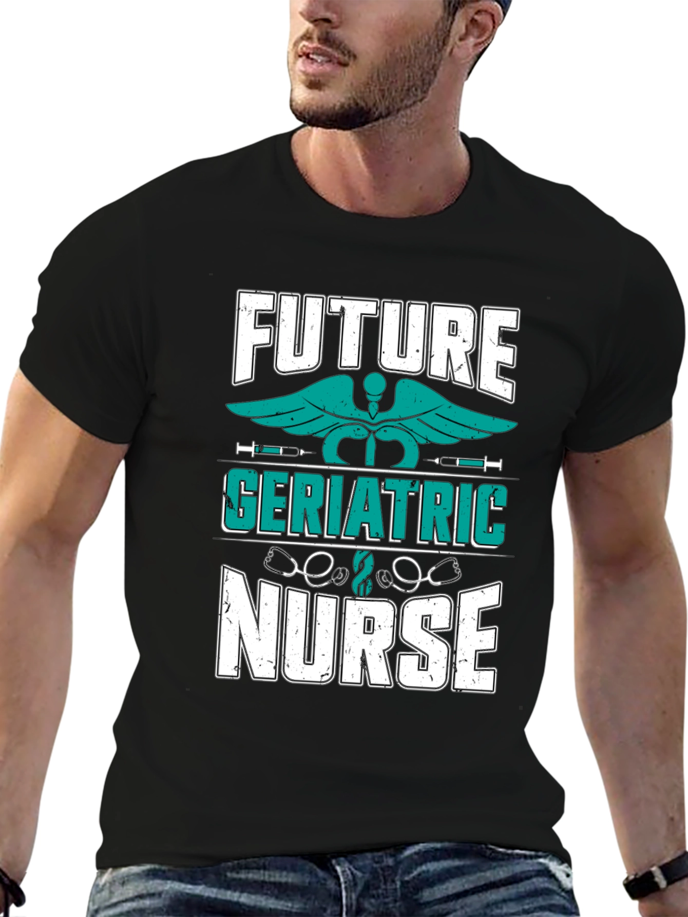 Black Future Geriatric Nurse T-Shirt - Medical Profession Apparel view 6