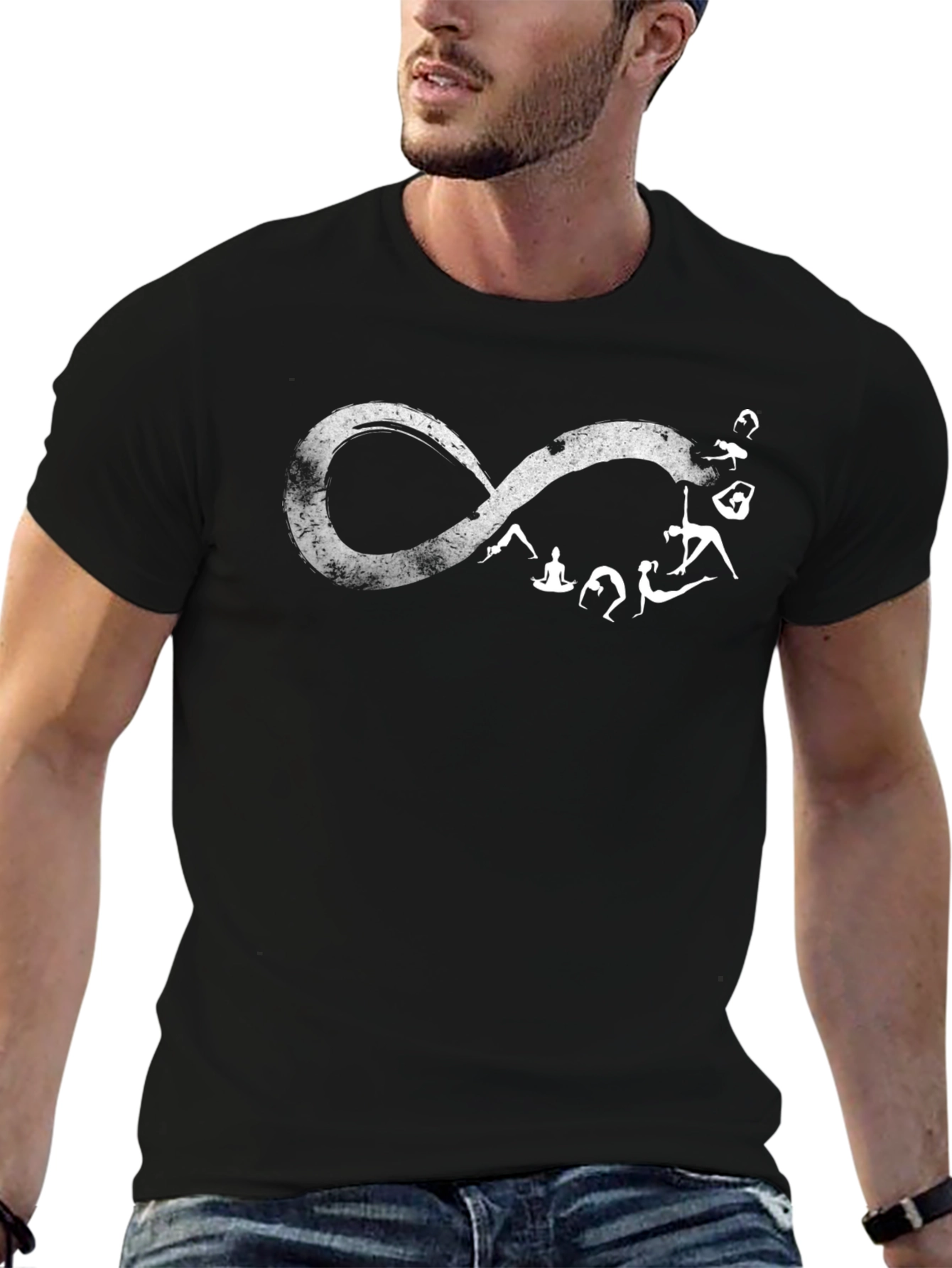 Black Yoga Infinity T-Shirt - Unisex Black Tee view 6
