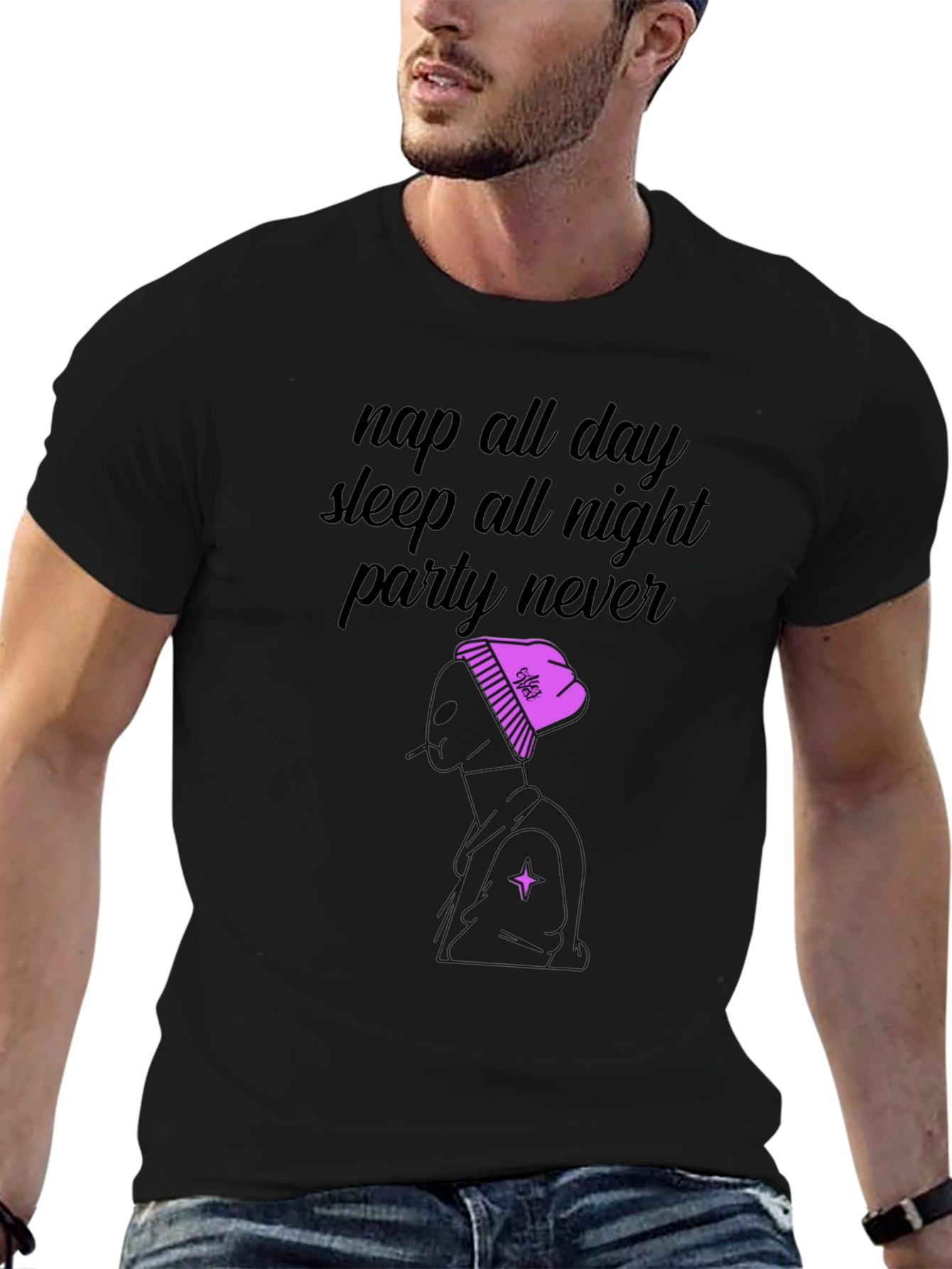 Black Nap All Day Graphic T-Shirt view 6