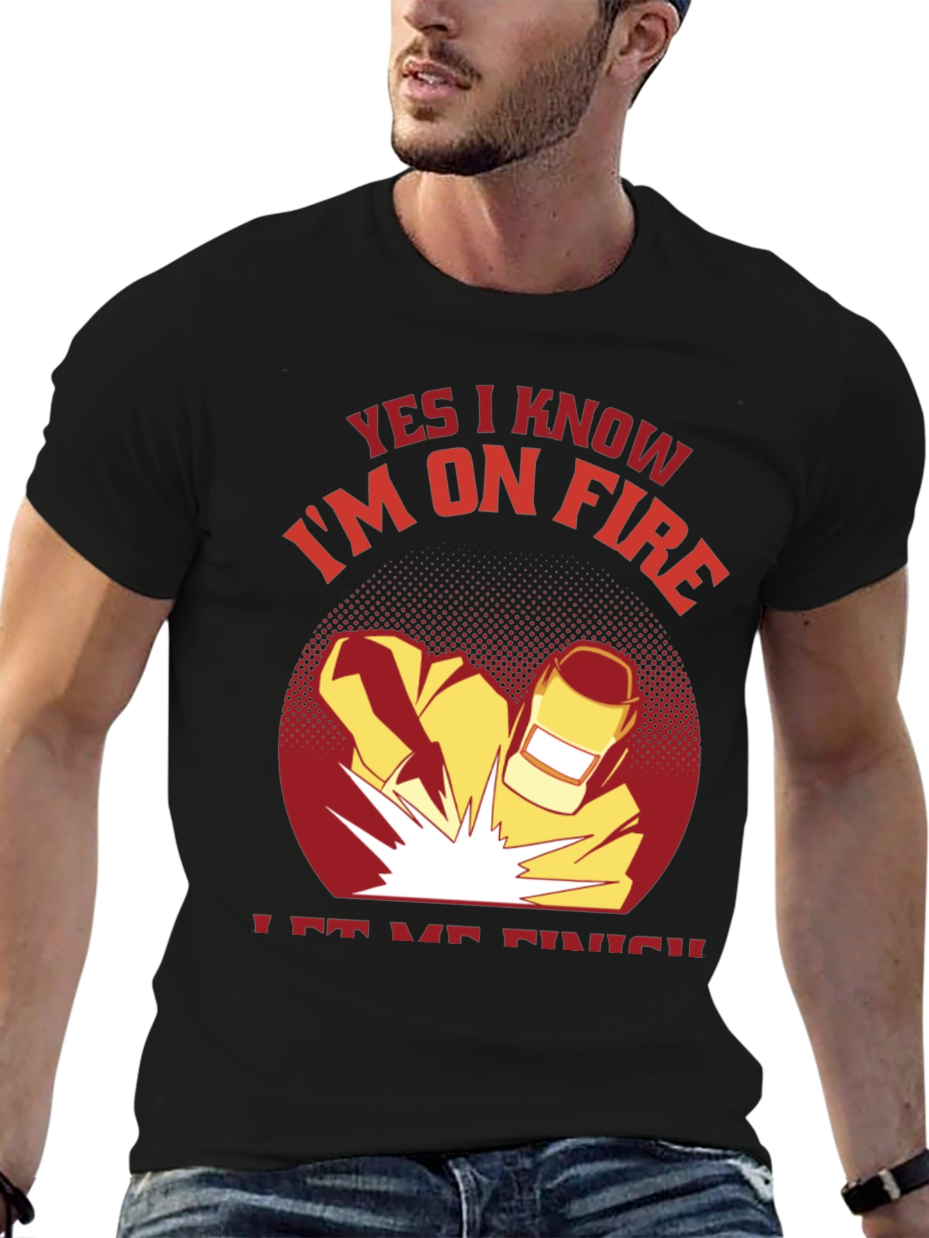 Black Welder On Fire Black T-Shirt view 6