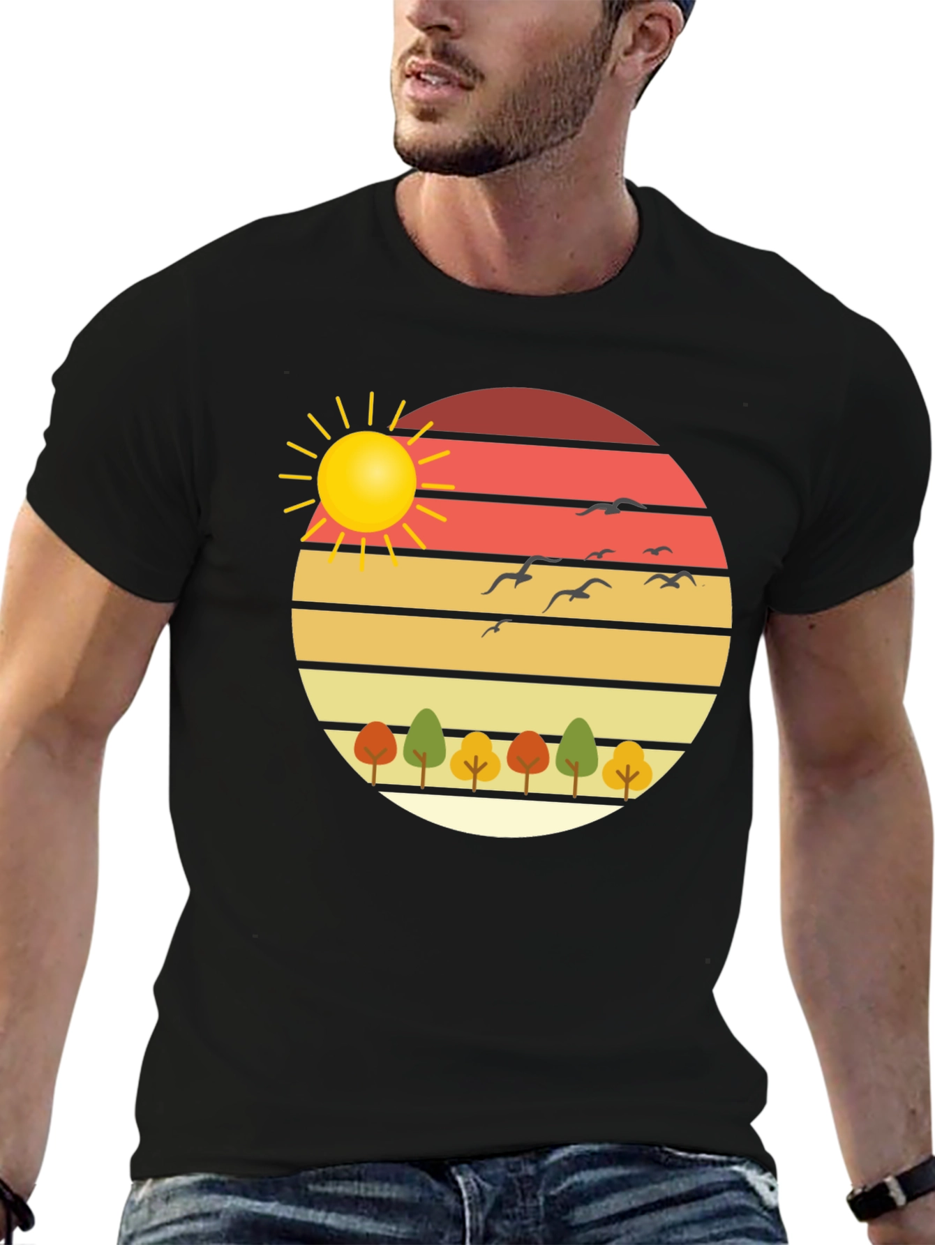Black Nature Sunset Graphic Tee - Stylish Comfort view 6
