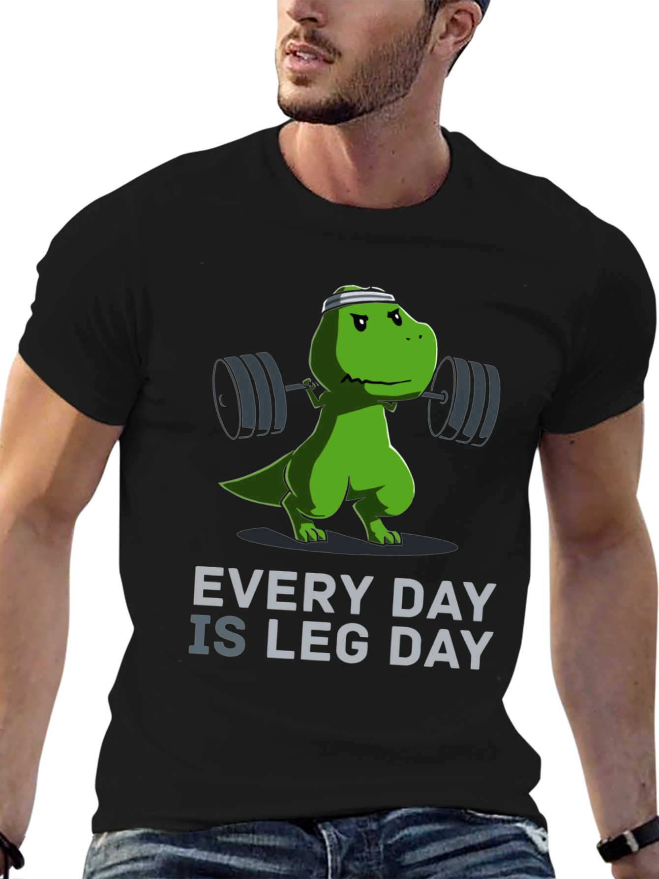Black Dino Leg Day T-Shirt - Every Day Is Leg Day! view 6