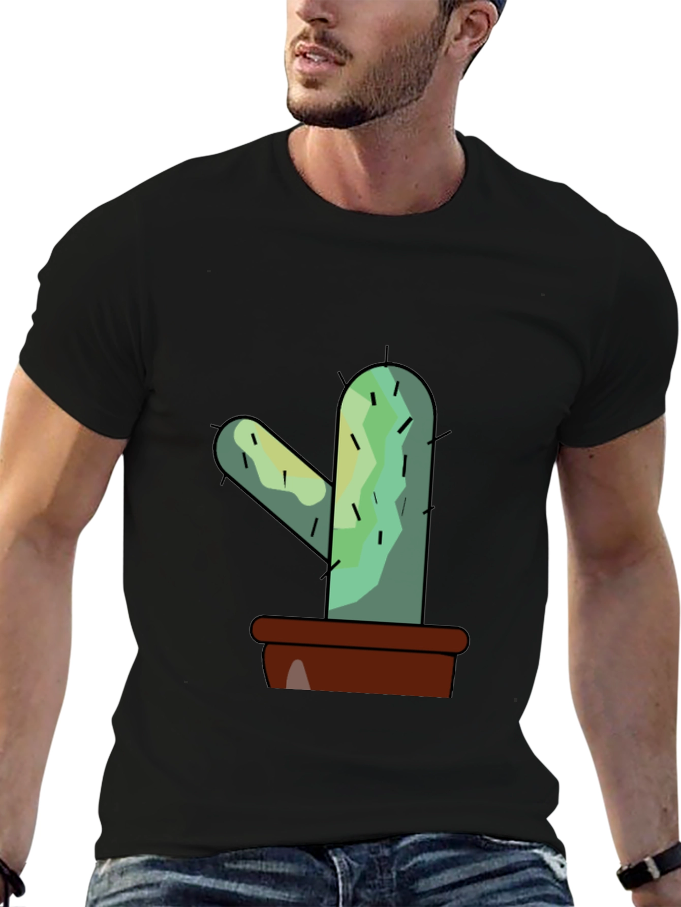 Black Cactus Graphic Tee - Trendy Unisex Style view 6