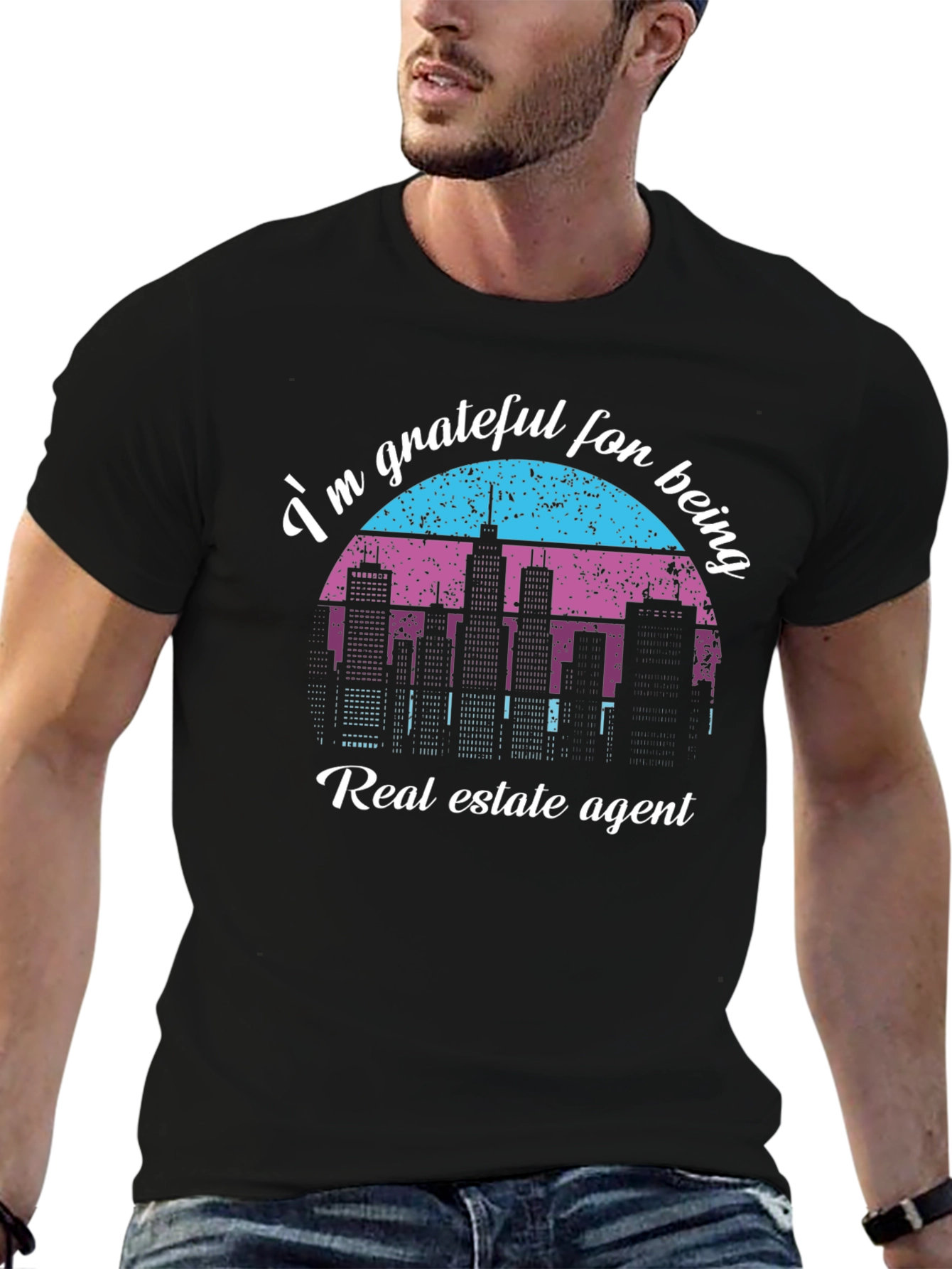 Black Grateful Real Estate Agent Black T-Shirt view 6