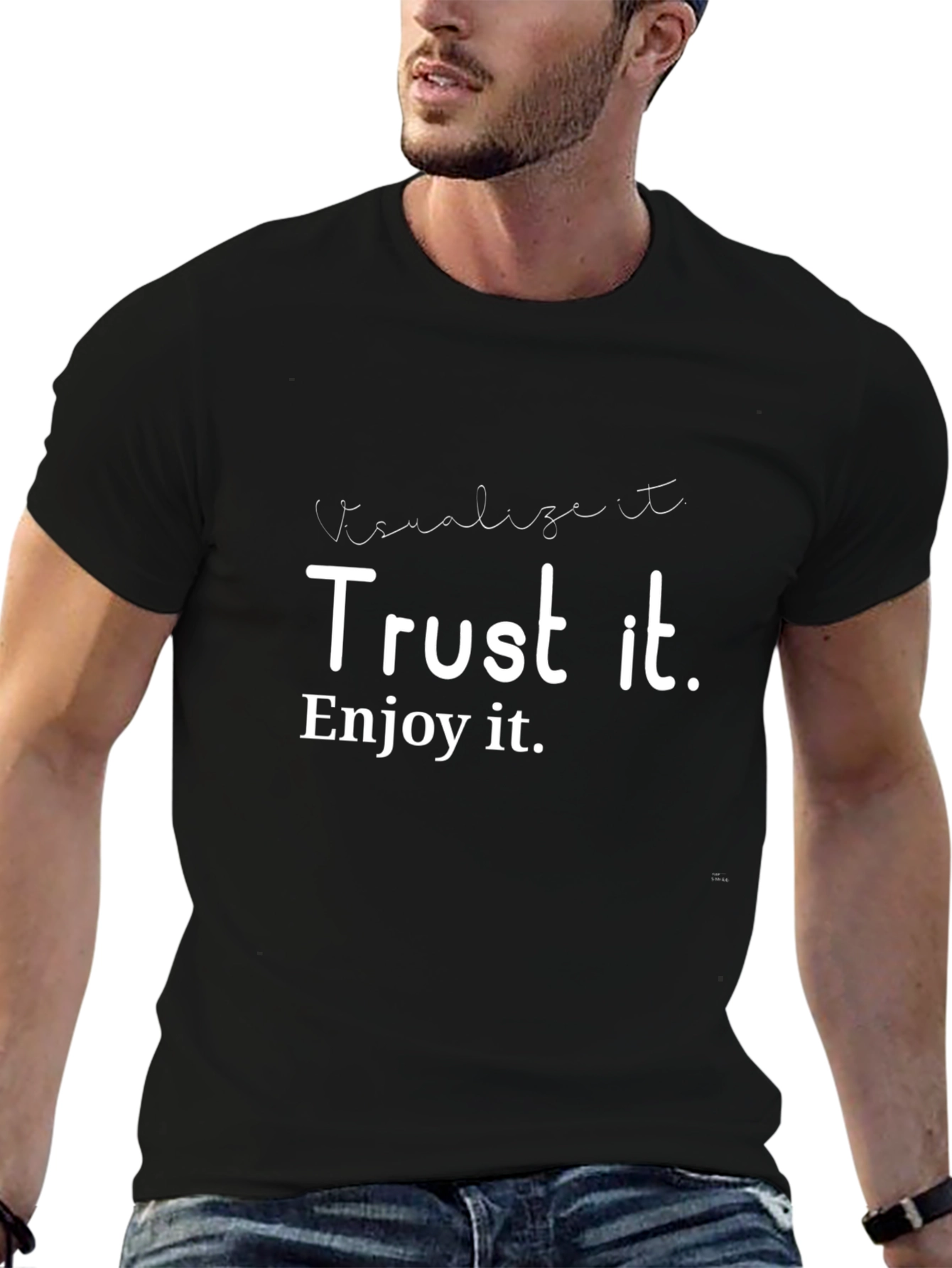 Black Visualize Trust Enjoy Graphic Tee view 6