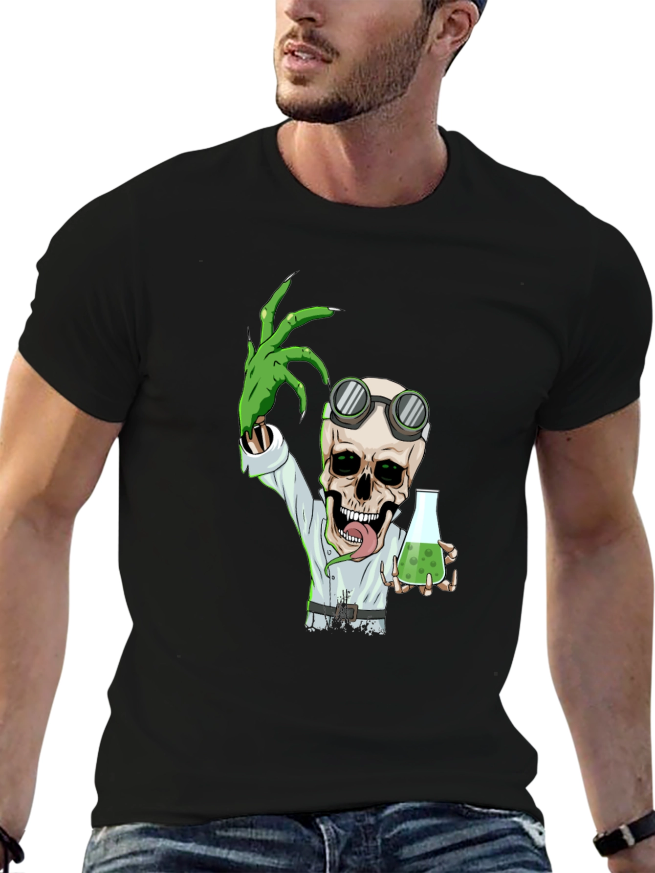 Black Mad Scientist Skeleton T-Shirt view 6