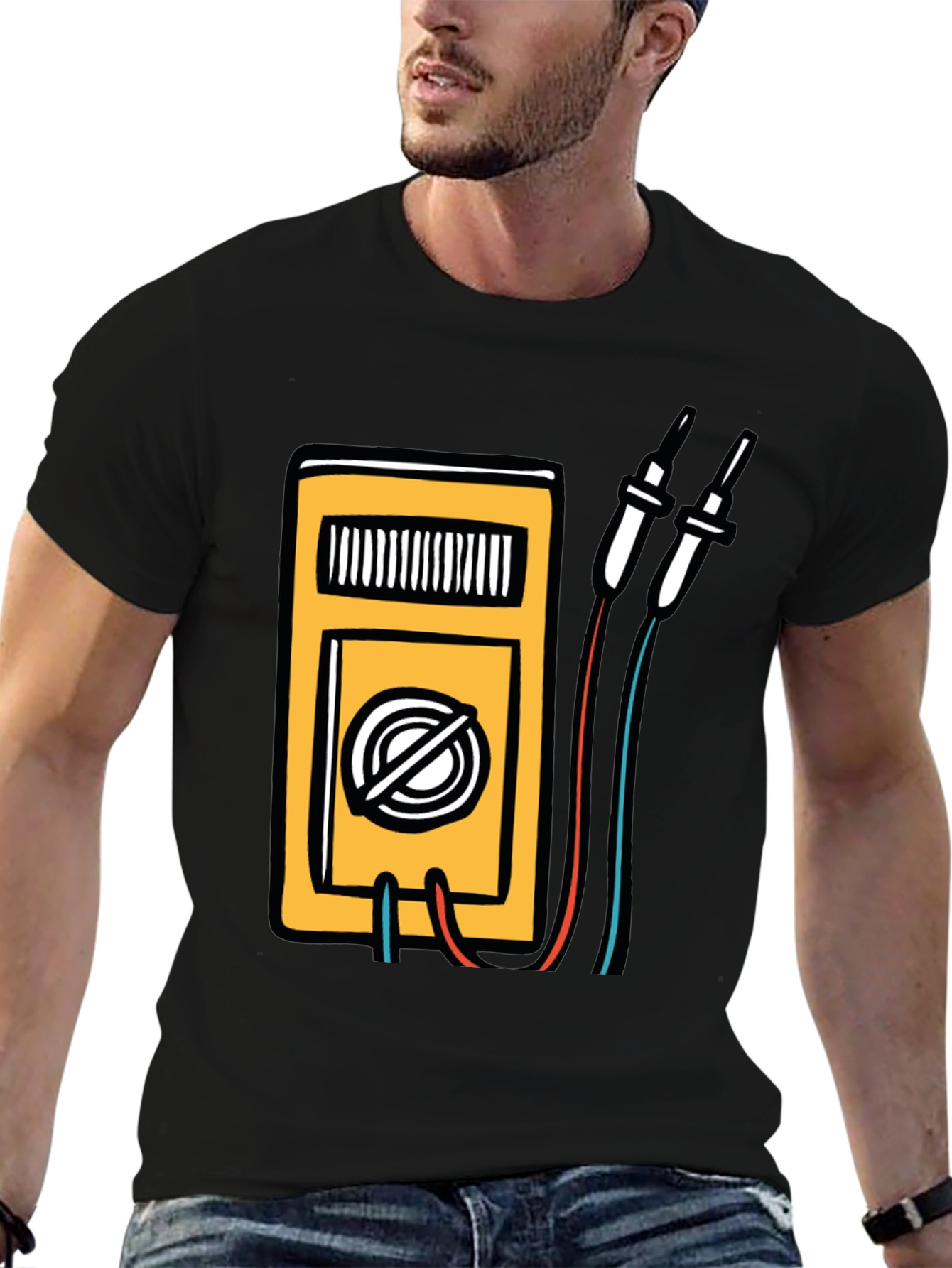 Black Electrician Multimeter Graphic Black T-Shirt view 6