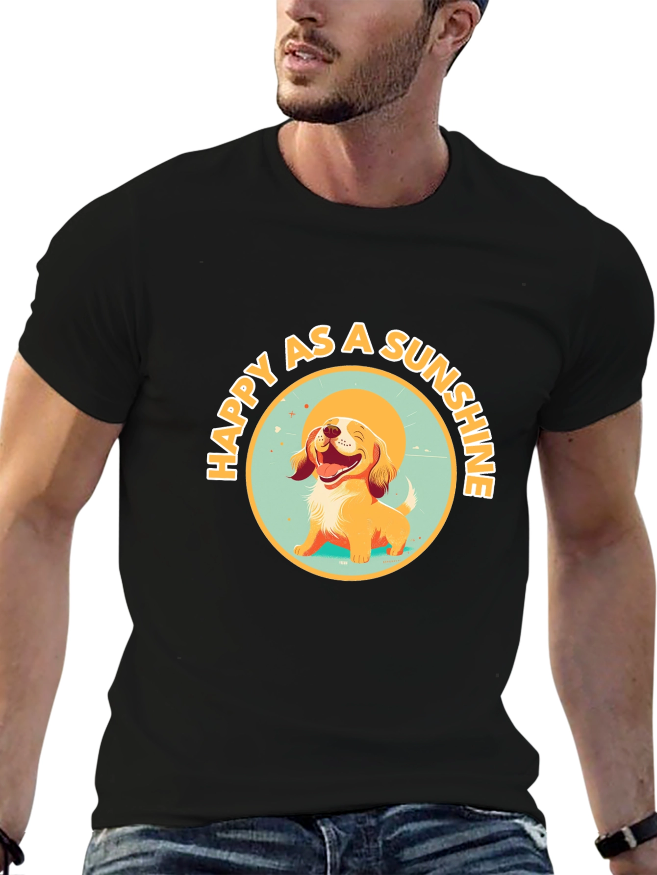 Black Happy as a Sunshine Dog Graphic Tee view 6