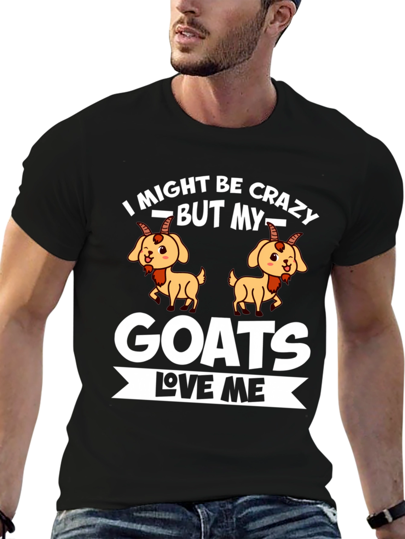 Black Crazy Goat Lover Graphic Tee - Soft Cotton view 6