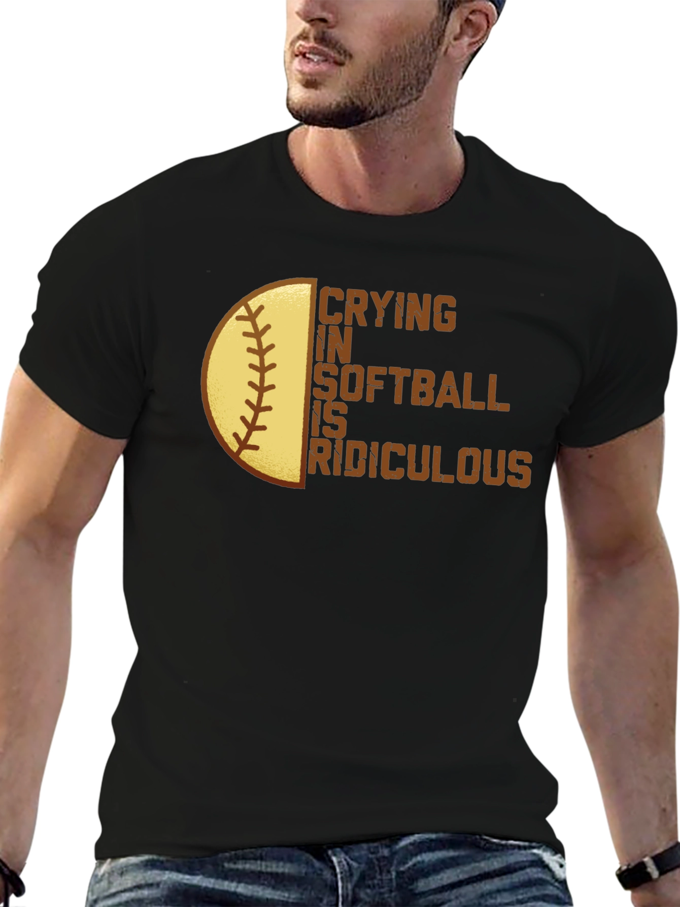 Black Crying in Softball is Ridiculous T-Shirt view 6