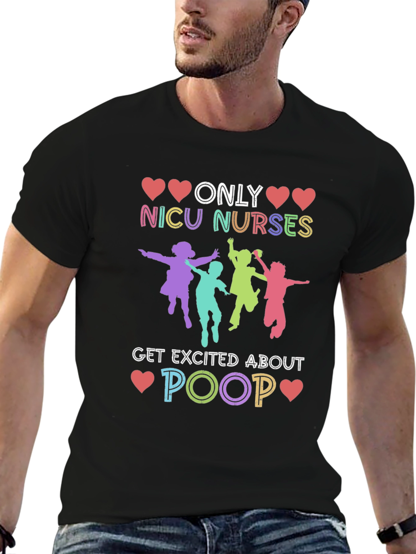 Black NICU Nurses Poop T-Shirt view 6