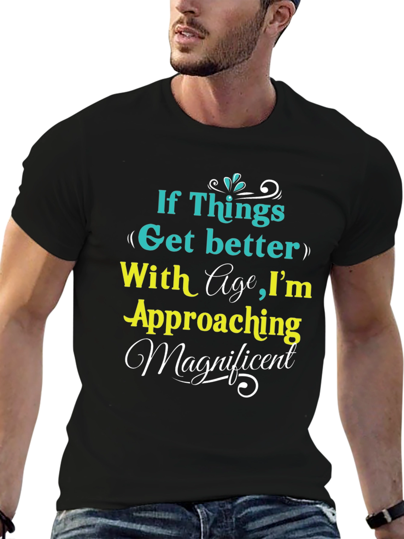 Black Funny Age T-Shirt: Approaching Magnificent view 6